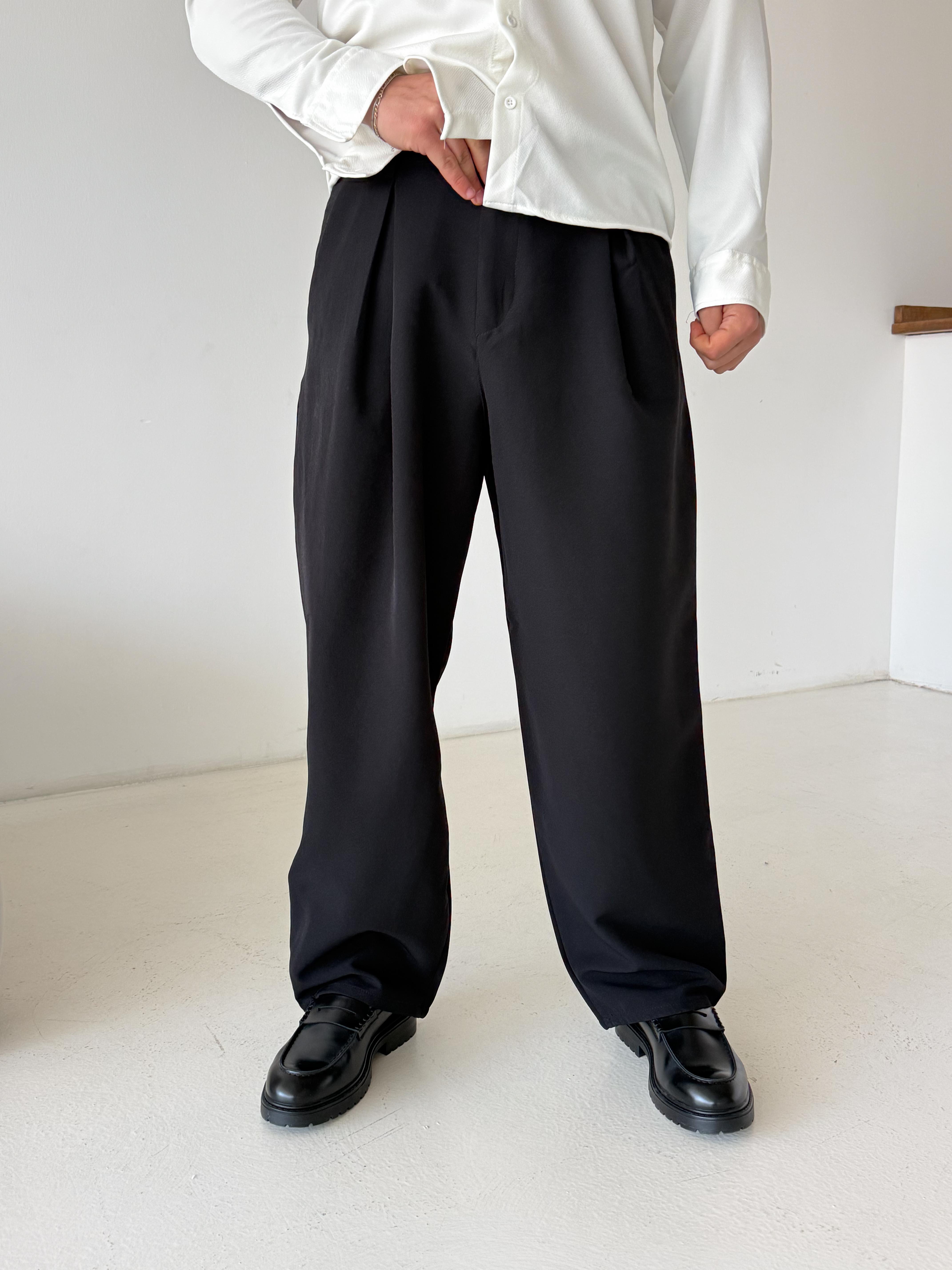 GabardinSiyah Double Palazzo Pantalon 4062 PNC