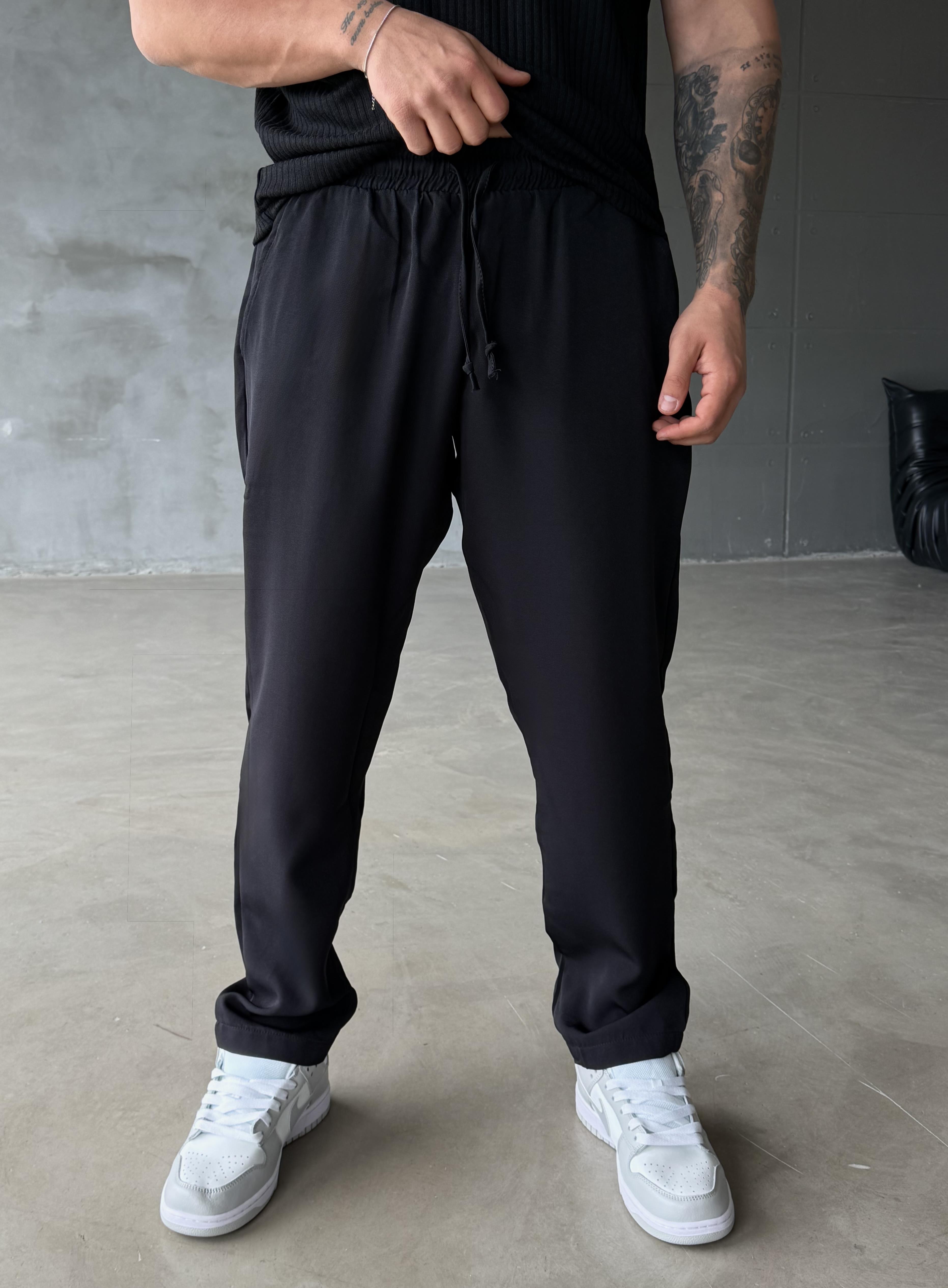 GabardinSiyah Jakar Bağcıklı Bol Pantalon JJ 319