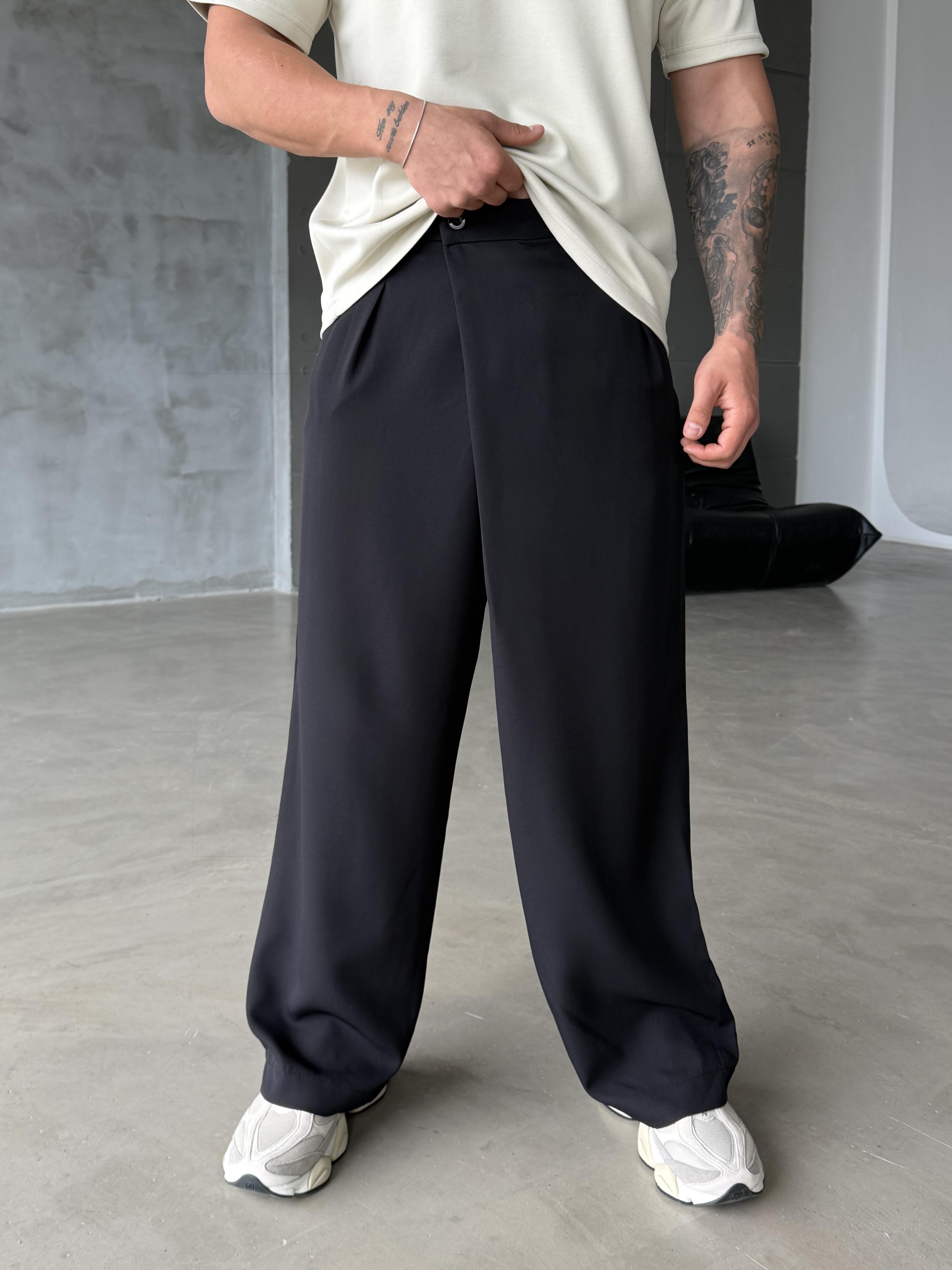 GabardinSiyah Kore Kalıp Kumaş Pantalon SNZ 1448