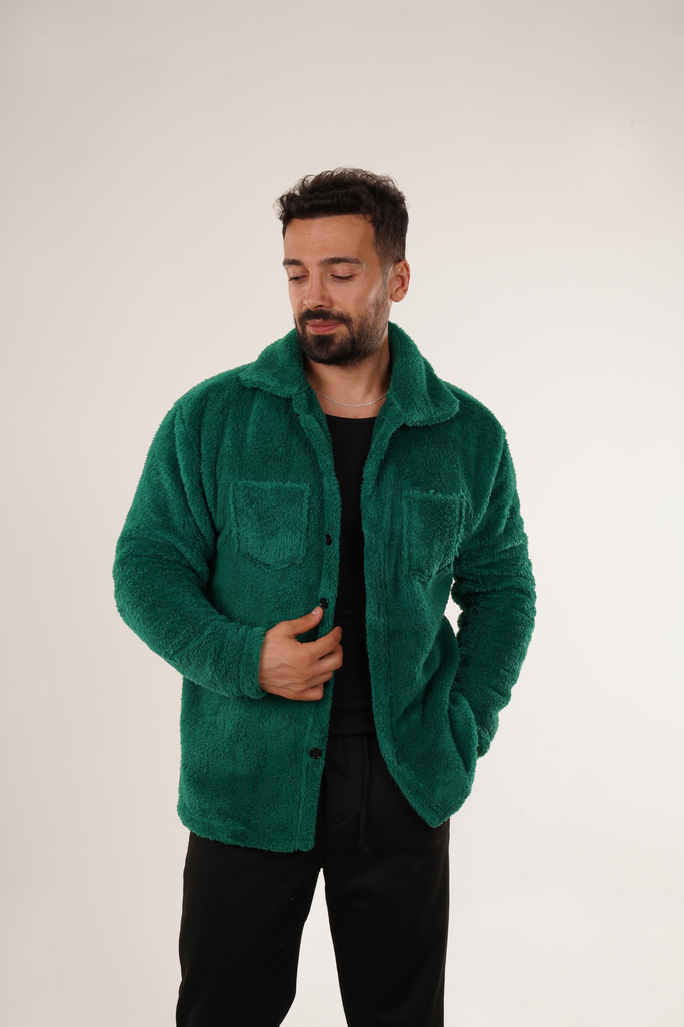 GÖMLEKÇamyeşili Peluş Gömlek