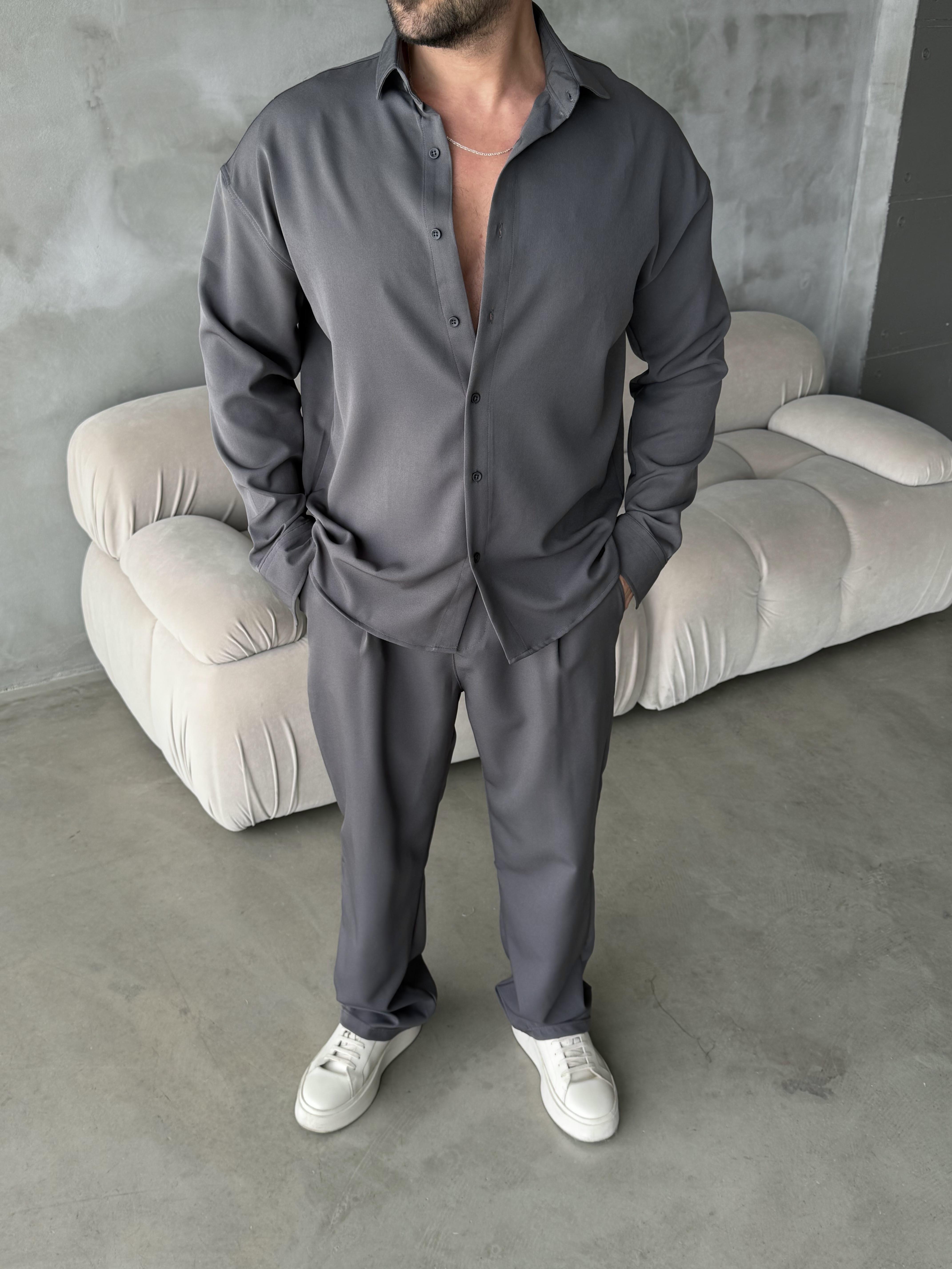 GÖMLEKFüme Double Kumaş Gömlek MSS