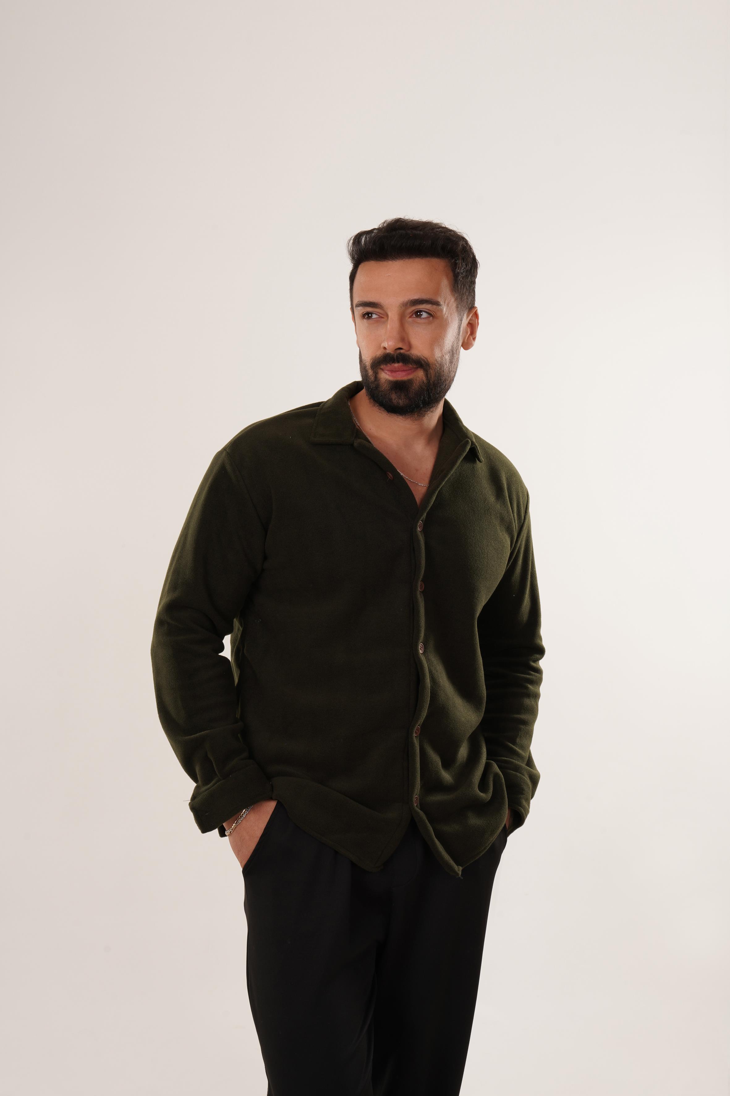 GÖMLEKHaki Düz Polar Gömlek