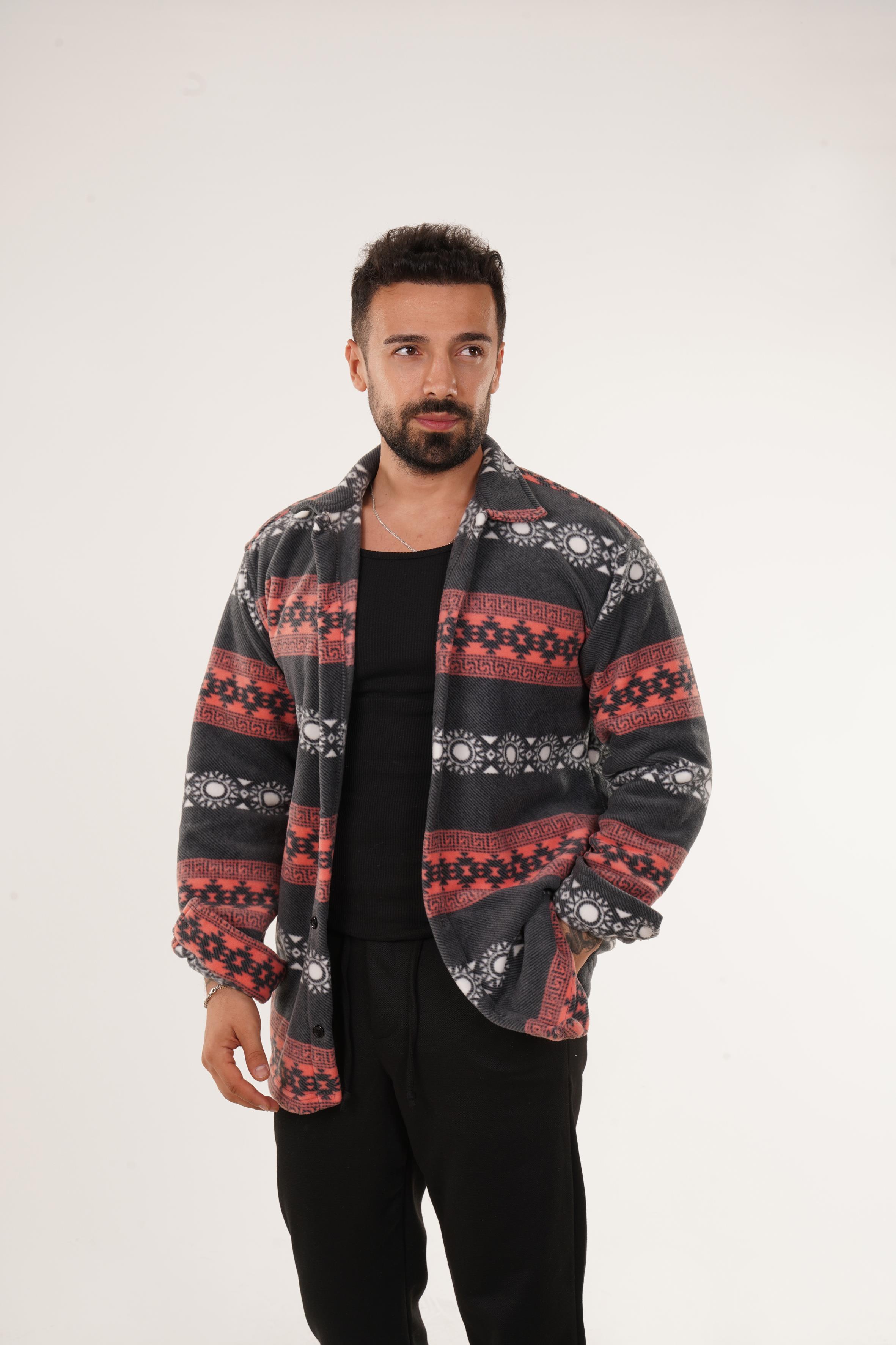 GÖMLEKTuruncu Mandala Desenli Polar Gömlek