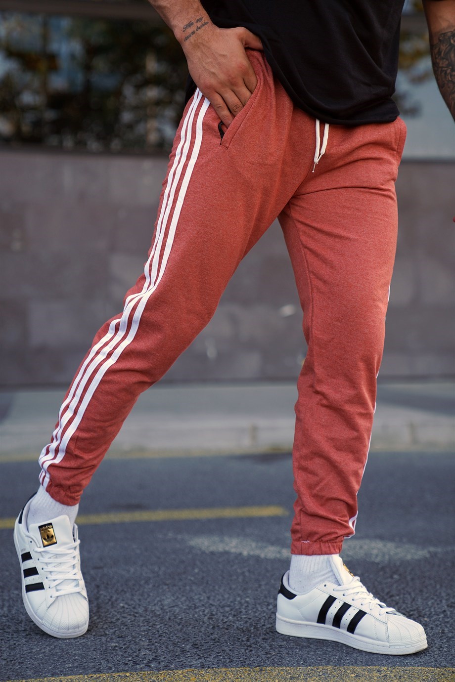 JOGGERErkek Yandan 3 Şeritli Kiremit Jogger