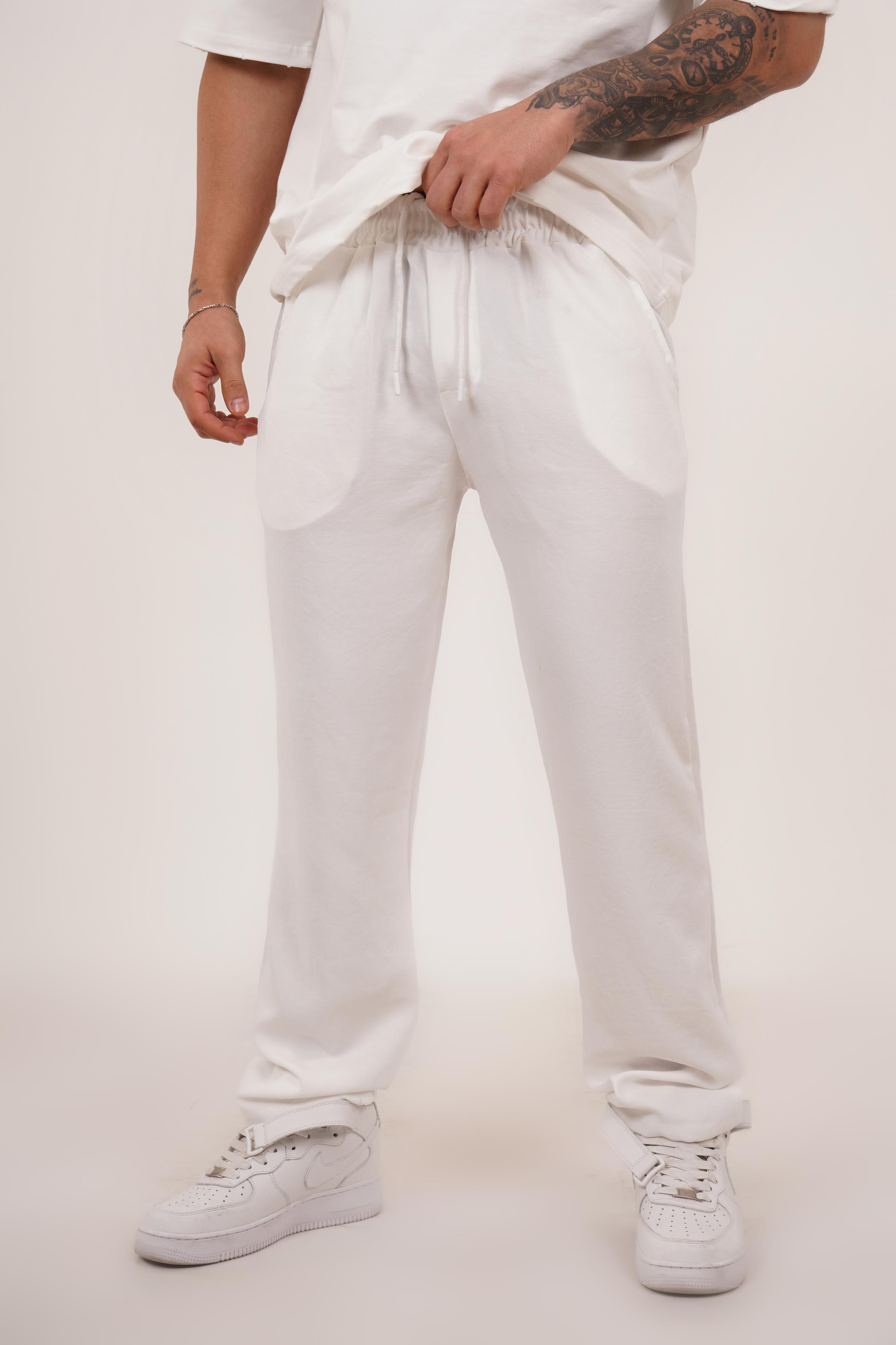 KETEN PANTOLONBeyaz Bol Bağcıklı Keten Pantalon TK 1019