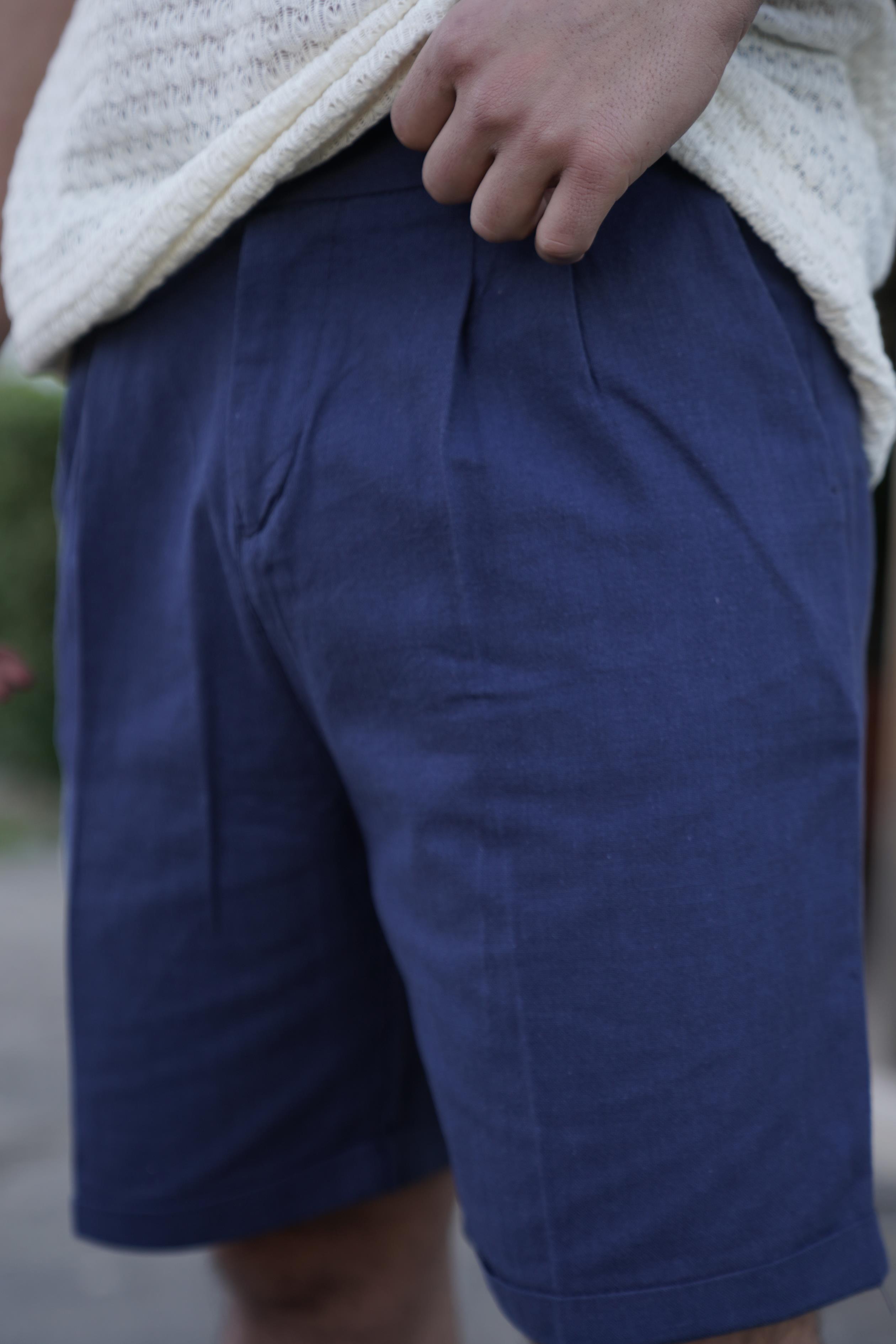 KETEN PANTOLONLacivert Keten Şort SNZ 3977