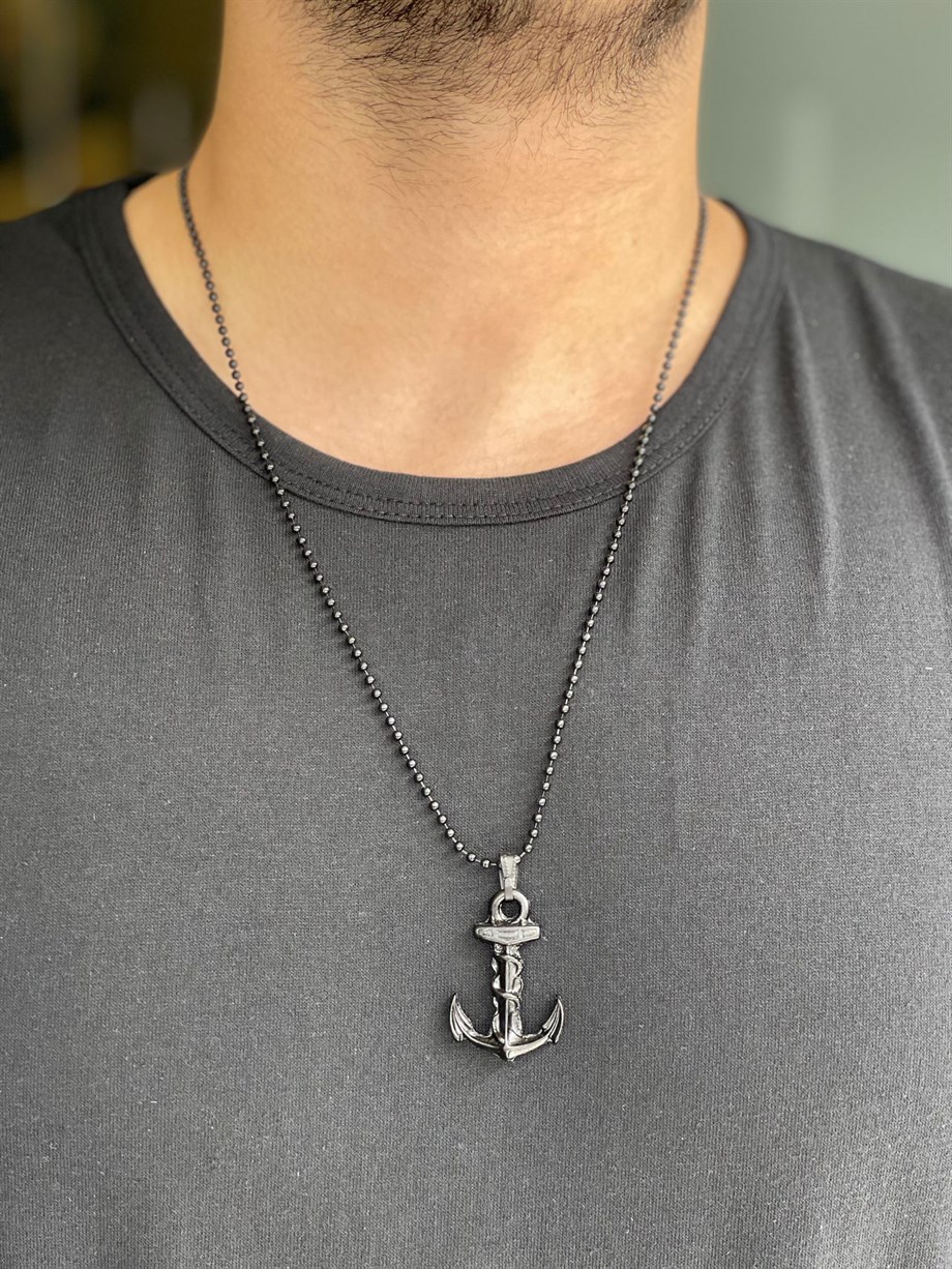 KOLYE Unisex Siyah KAnca Figürlü Paslanmaz Kolye