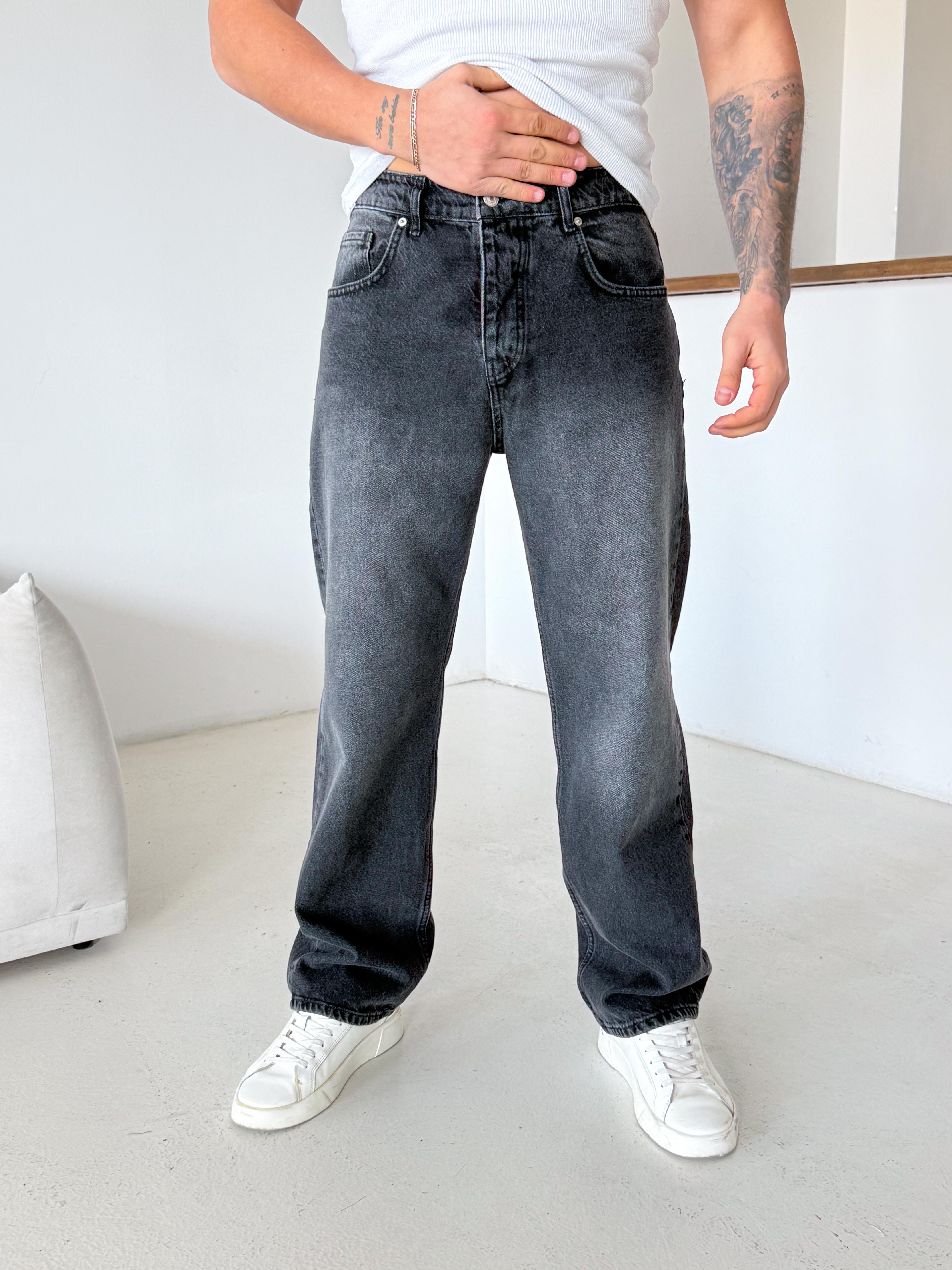 KOT PANTOLONAntrasit Taşlı Baggy Kot Pantalon 645 DP