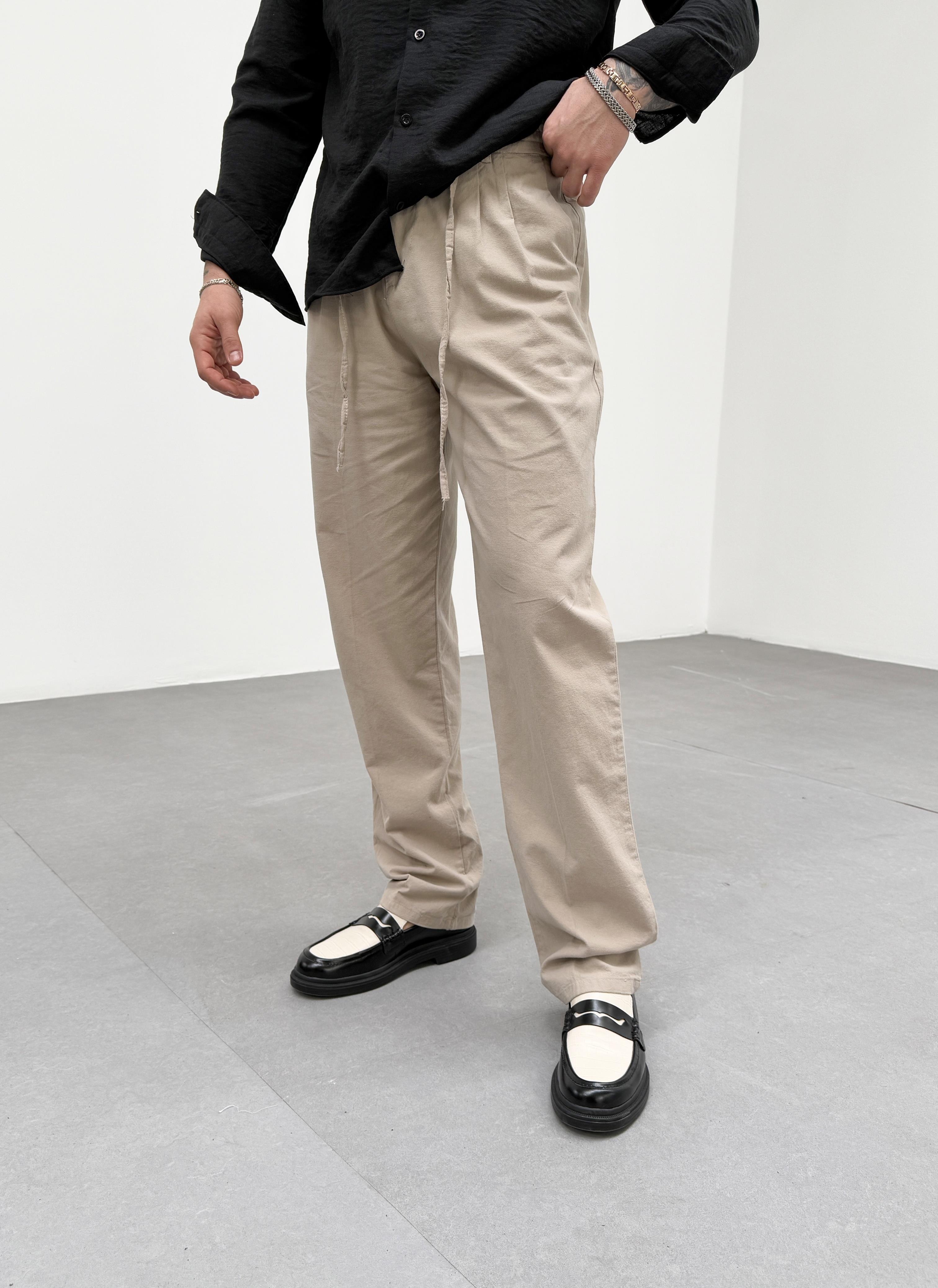 KOT PANTOLONKrem Bel İpli Baggy Pantalon SNZ M4595