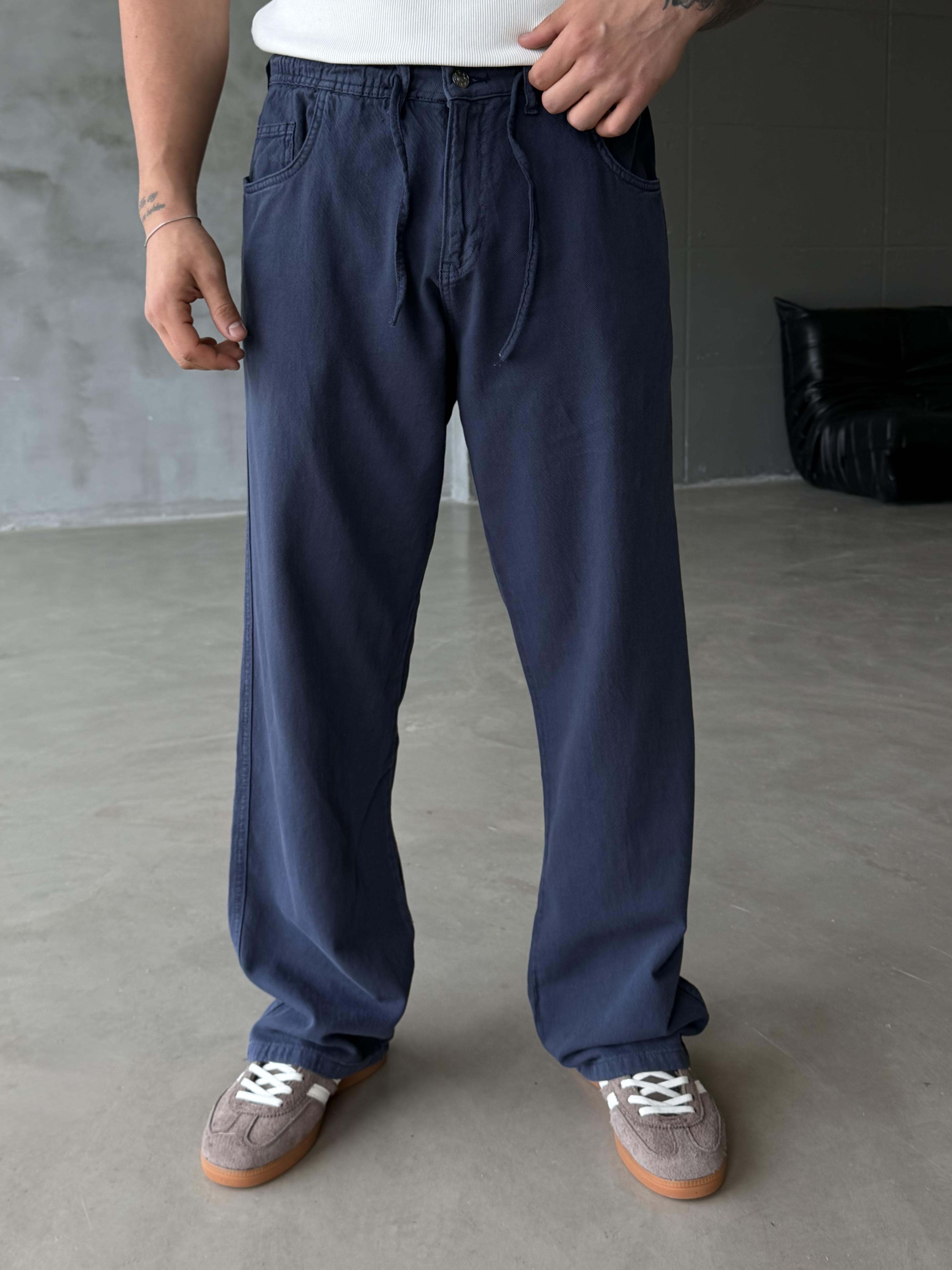KOT PANTOLONLacivert Bağcıklı Yazlık Kot Pantalon RSP 21076