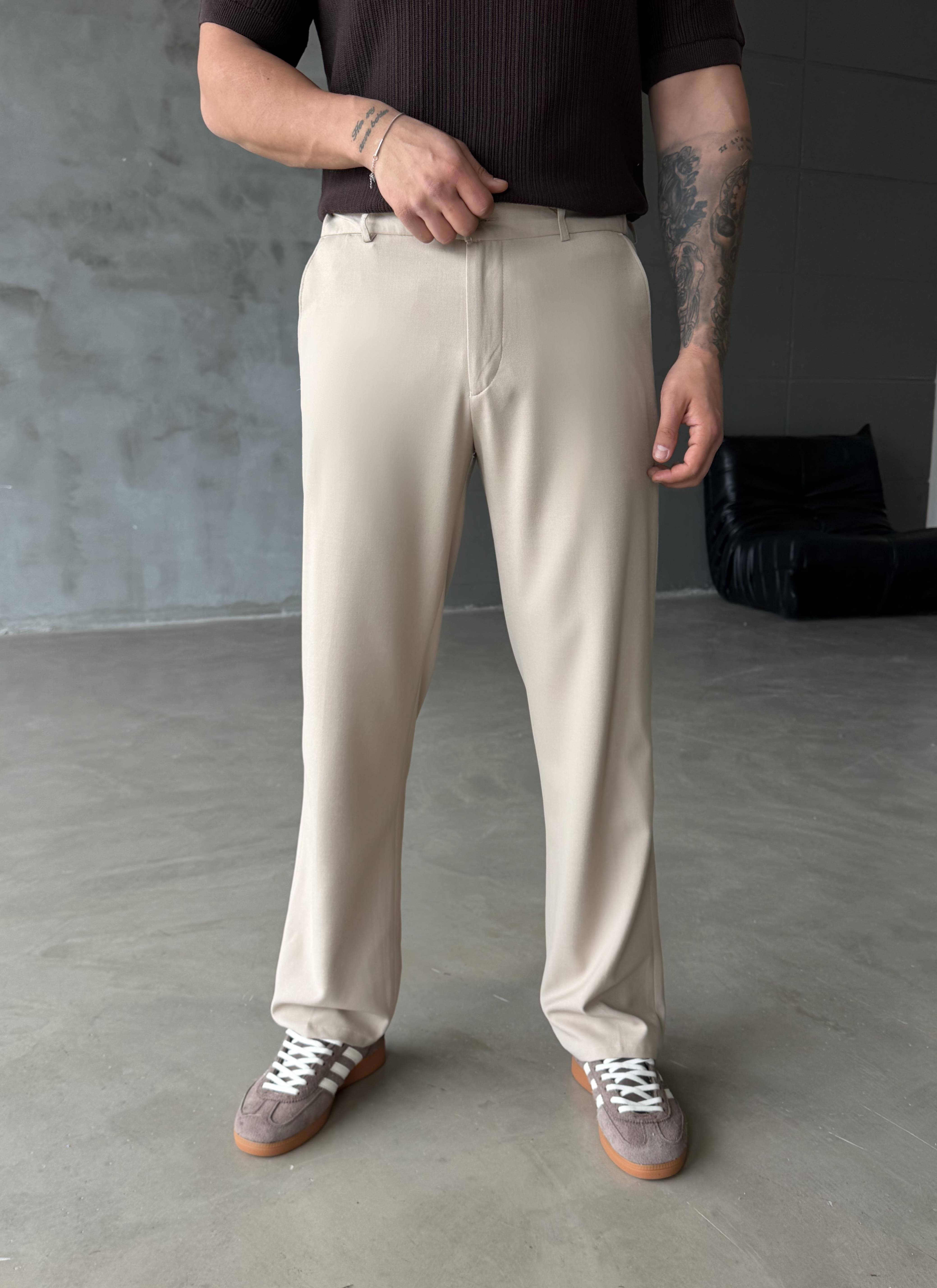 KUMAŞ PANTOLONBej Lastikli Baggy Kumaş Pantalon SC