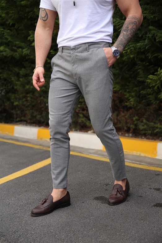 Erkek Koyugri Kumaş Pantolon