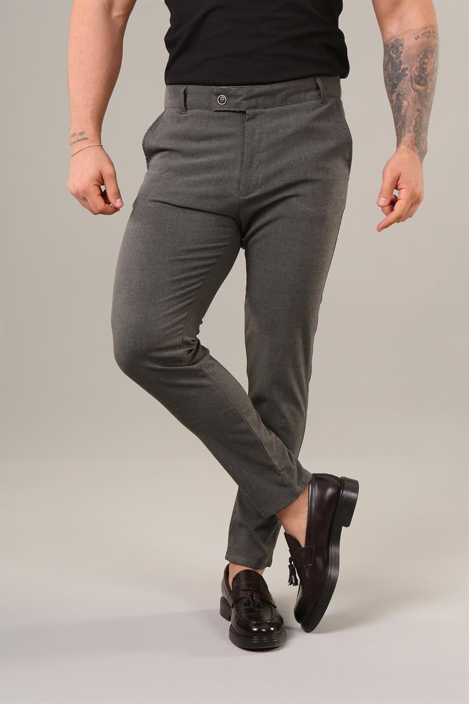 KUMAŞ PANTOLONKoyu Gri Slim Fit Kumaş Pantolon ZM