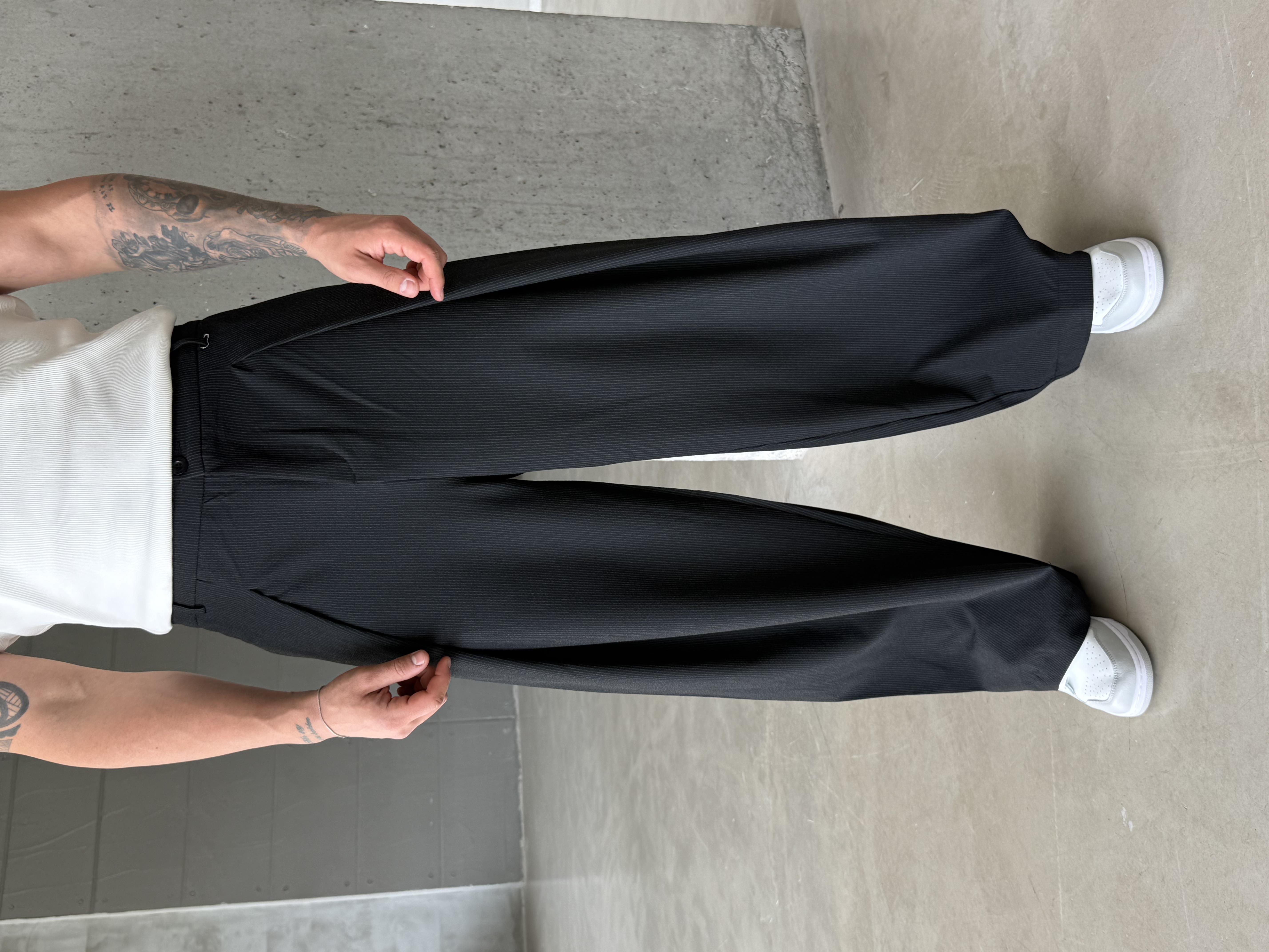 KUMAŞ PANTOLONSiyah Kore Kalıp Çizgili Kumaş Pantalon SNZ 1455