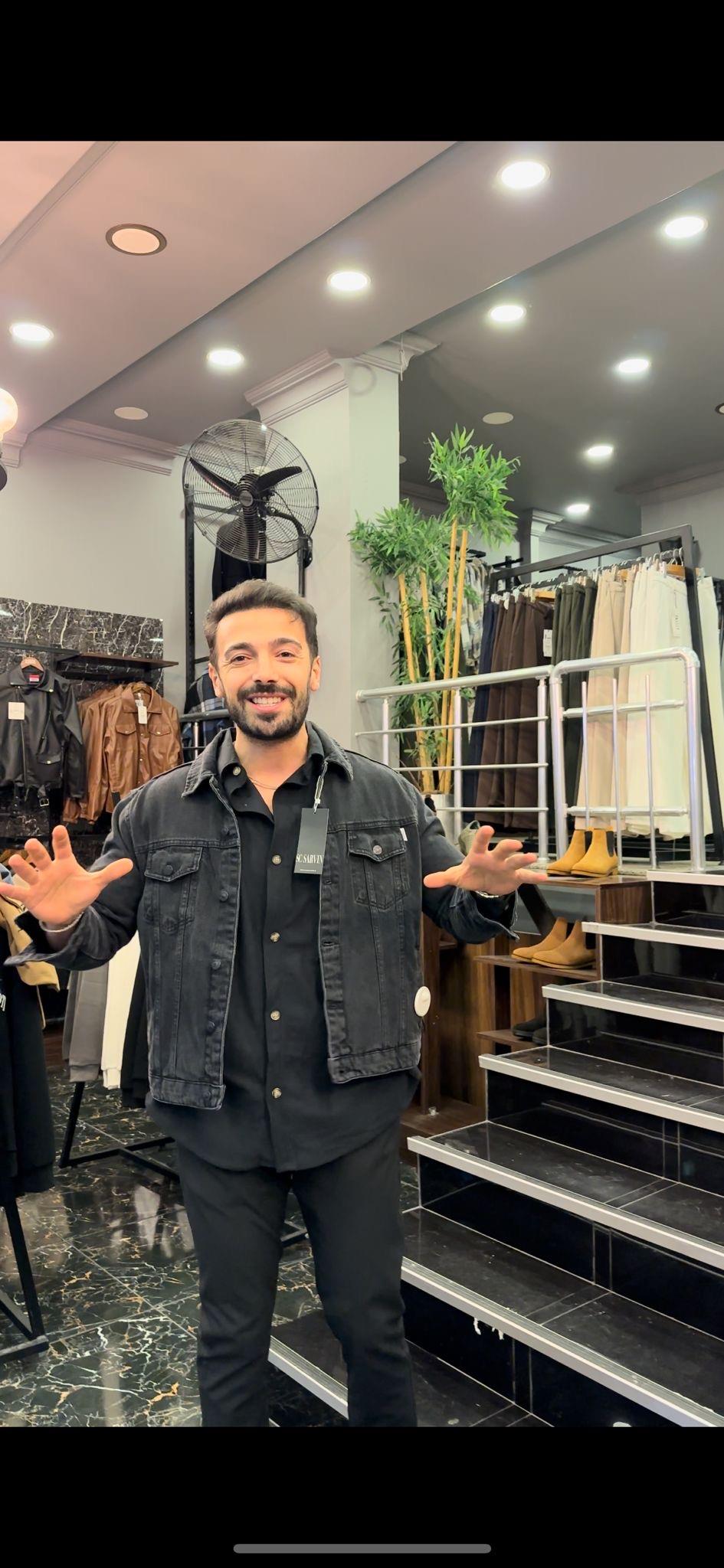 Antrasit Düğmeli Kot Ceket