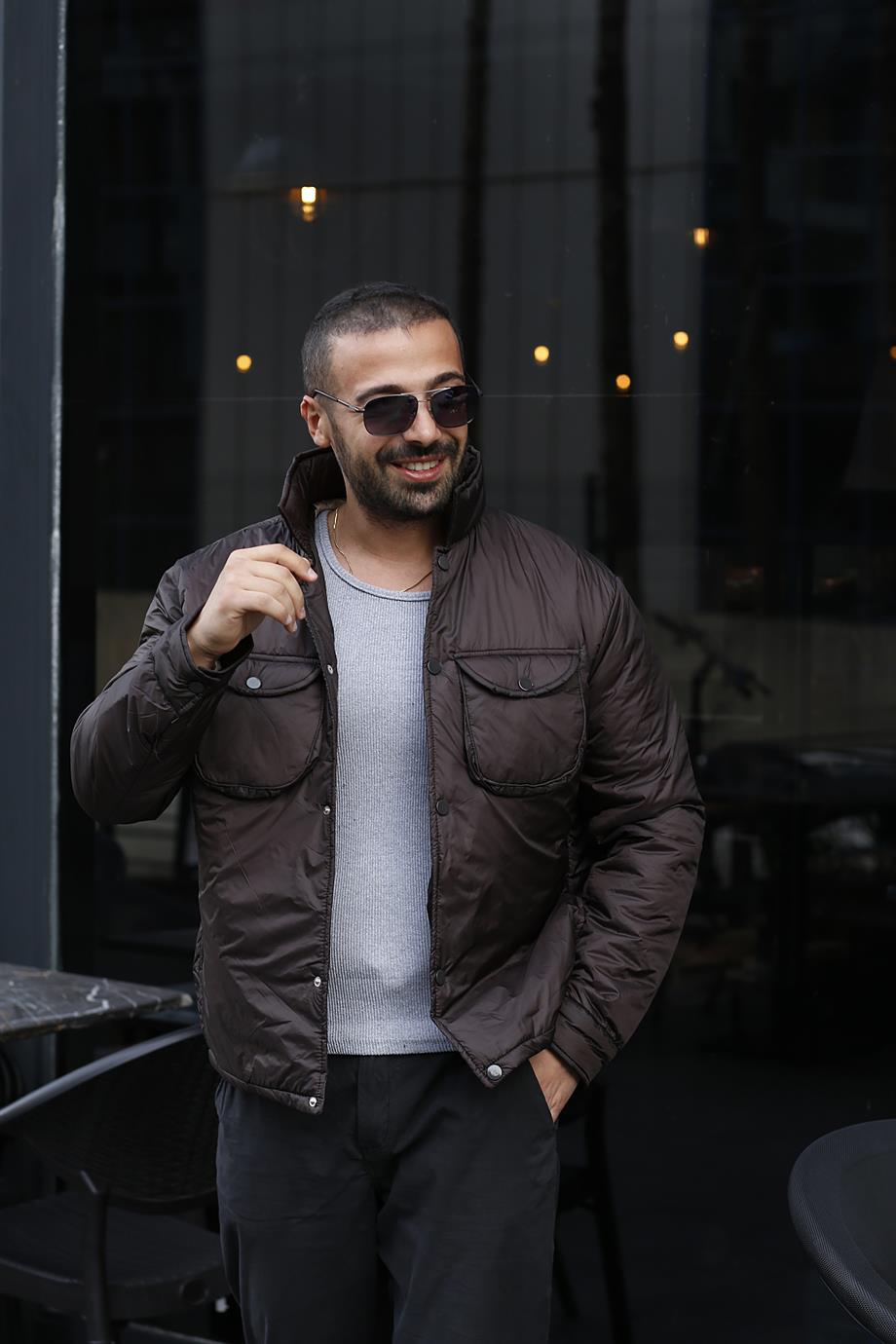 Kahve Ön Göğüs Cepli Basic A Kalite Mont SNZ