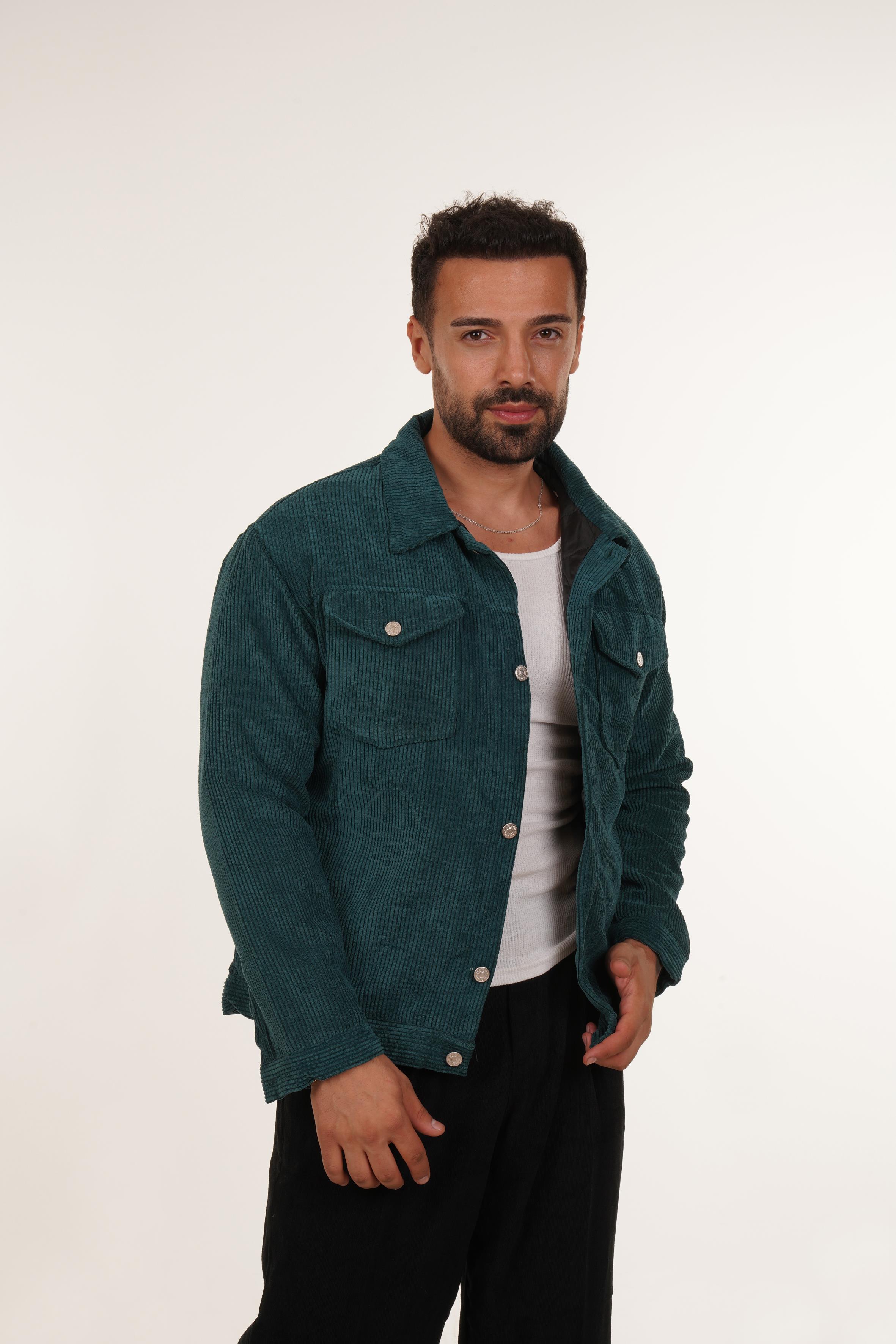 MONT & CEKETPetrol Kapitoneli Fitilli Kadife Ceket PNC 5015