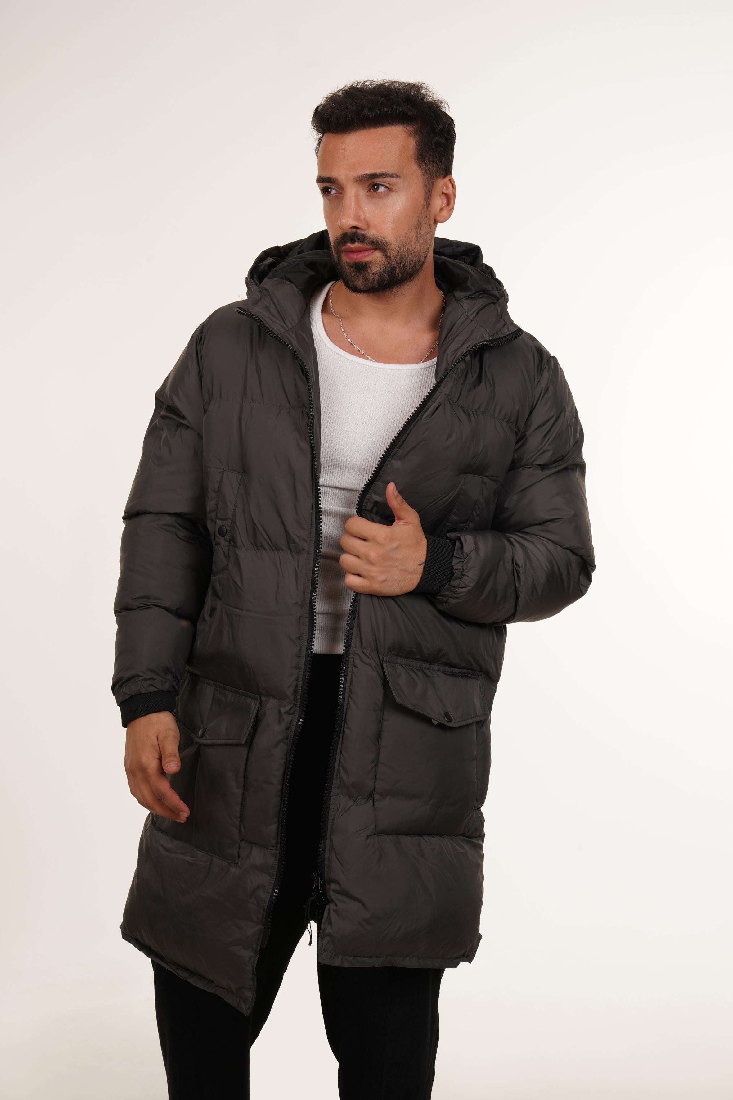 MONTFüme Uzun Kapşonlu Şişme Mont PNC 5008