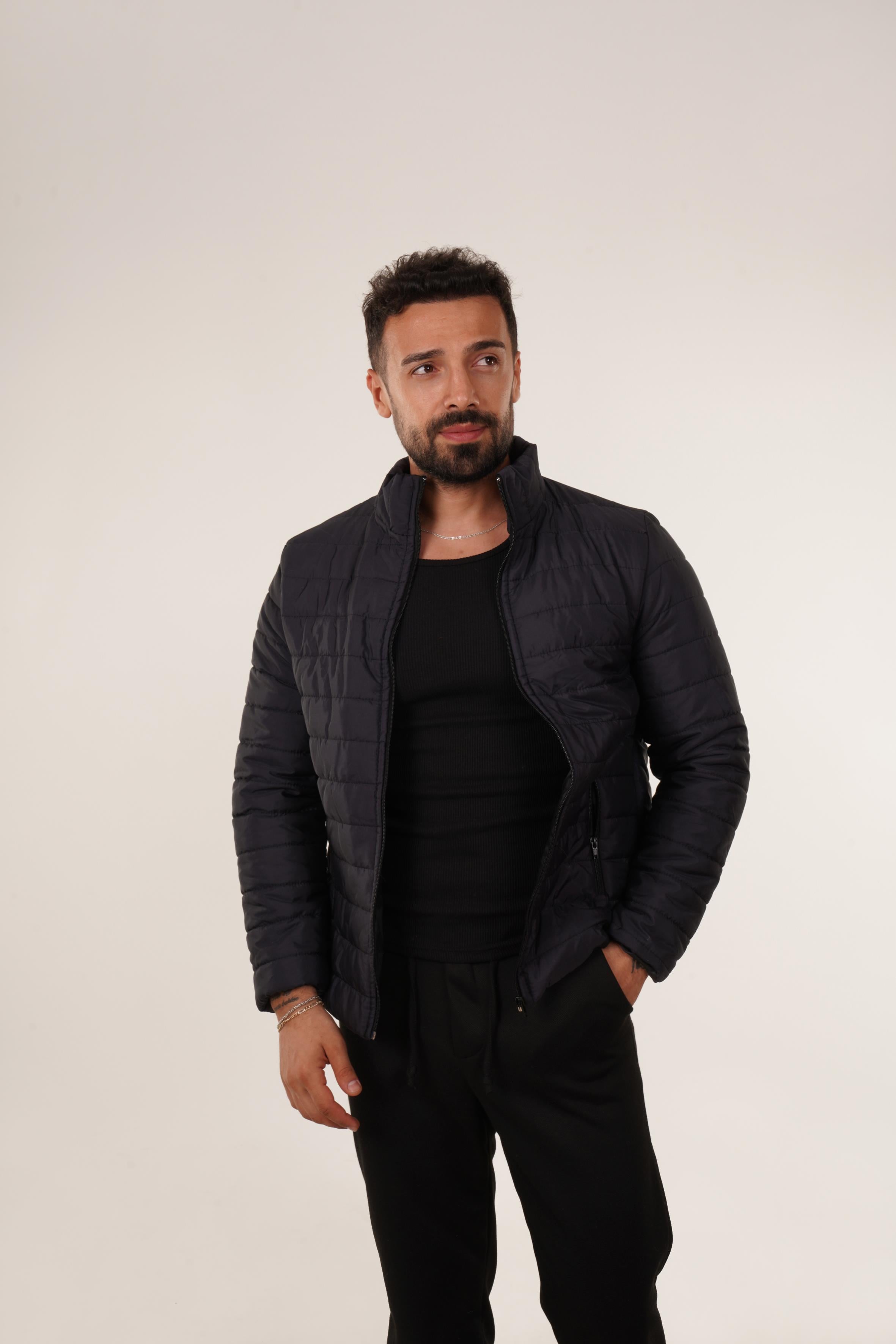 MONTLacivert Düz Klasik Dikişli Mont