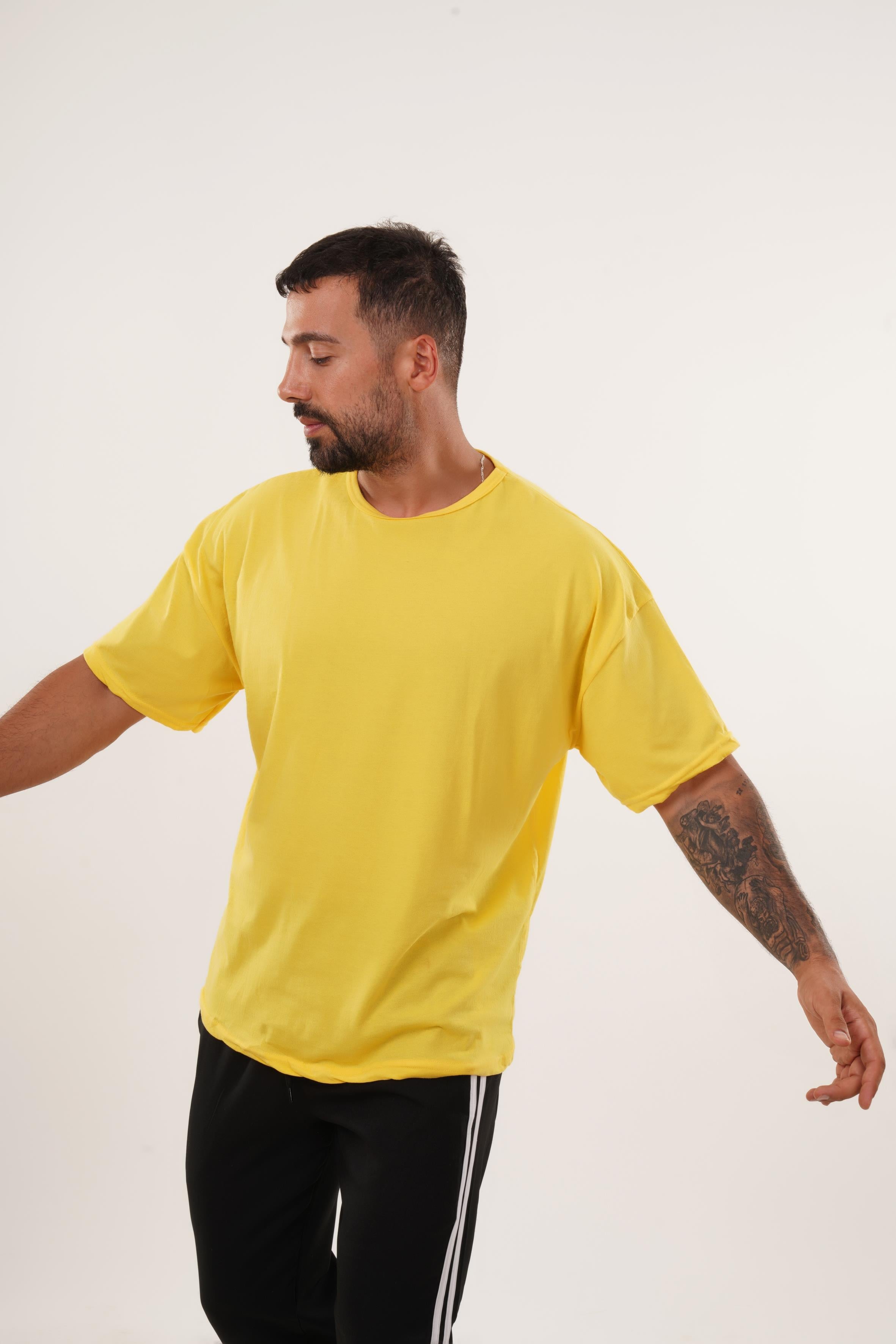 OVERSİZE T-SHİRTSarı Rahat Kalıp T-SHİRT FİYAT PERFORMANS ÜRÜNÜ