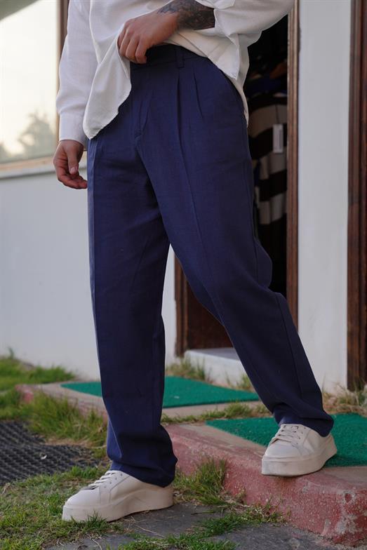 Pantalonİndigo PİLELİ BAGGY KALIP KETEN PANTALON SNZ 3937 2024