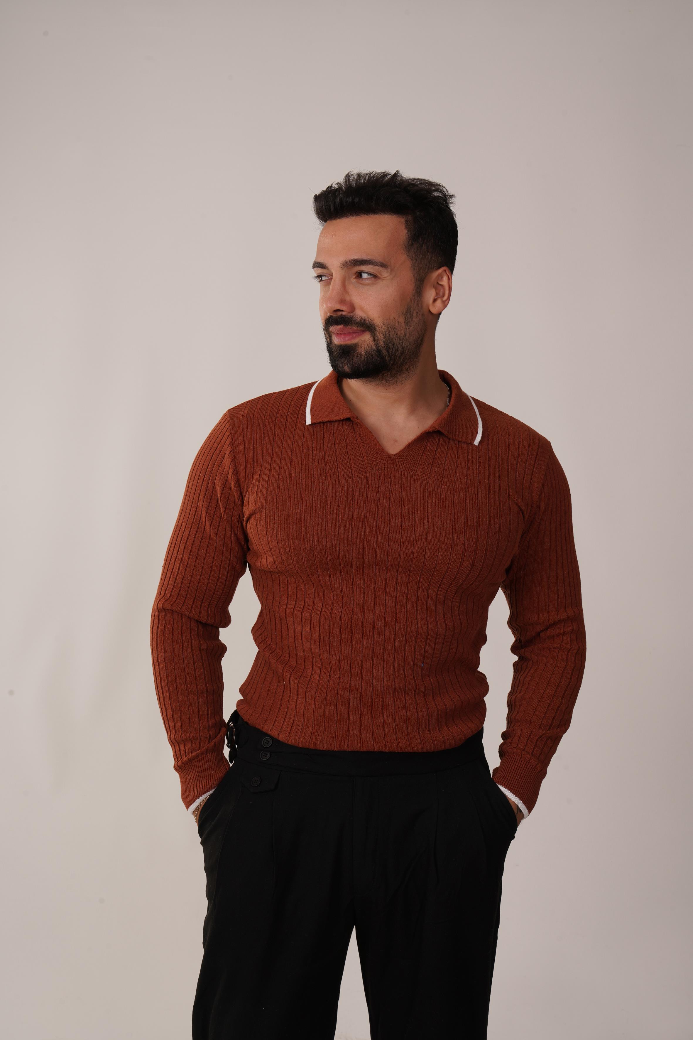 POLO YAKABordo Fitilli Açma Yaka Polo Yaka