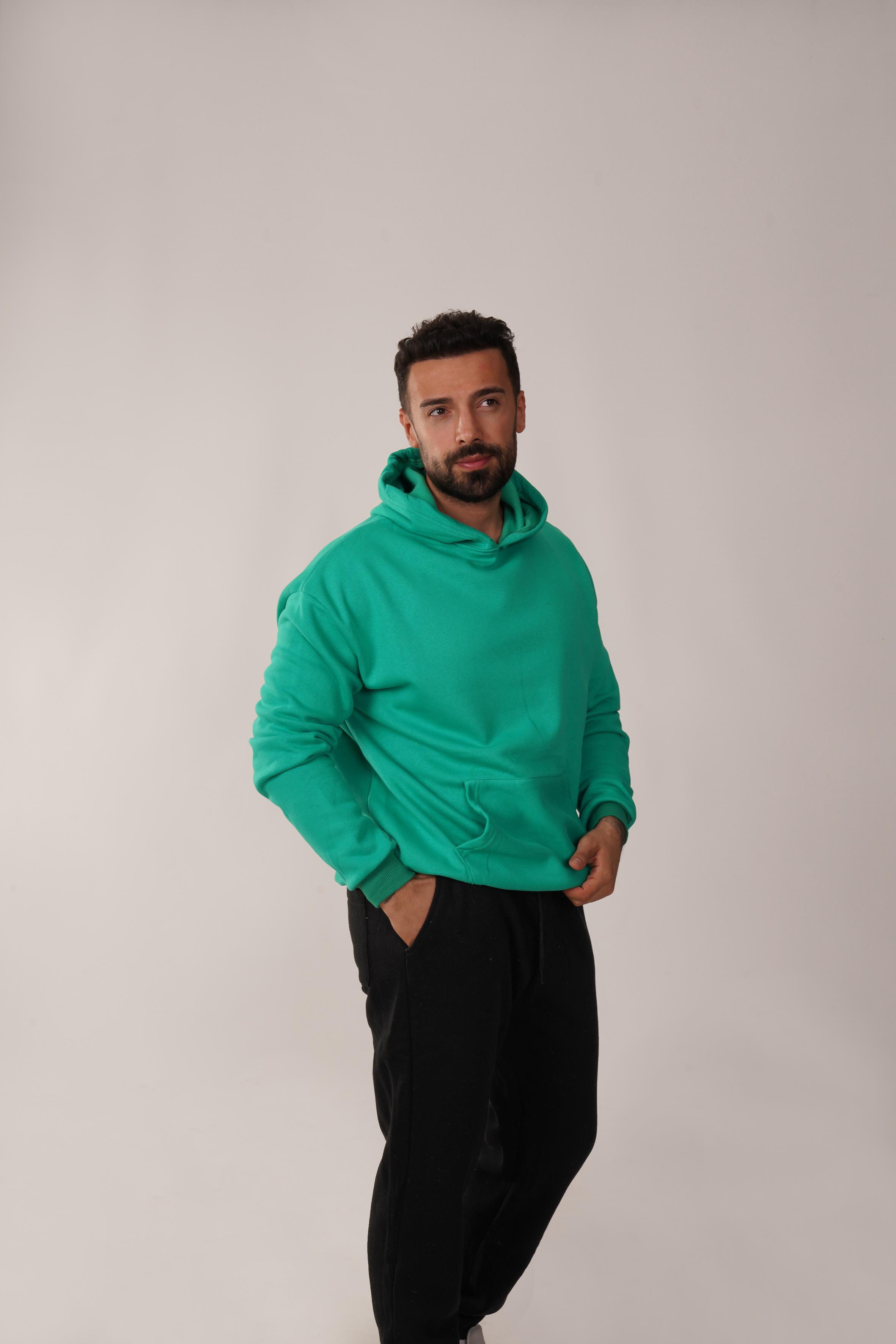 SweatÇamyeşili 3 İplik Kapşonlu Hoodie ZB