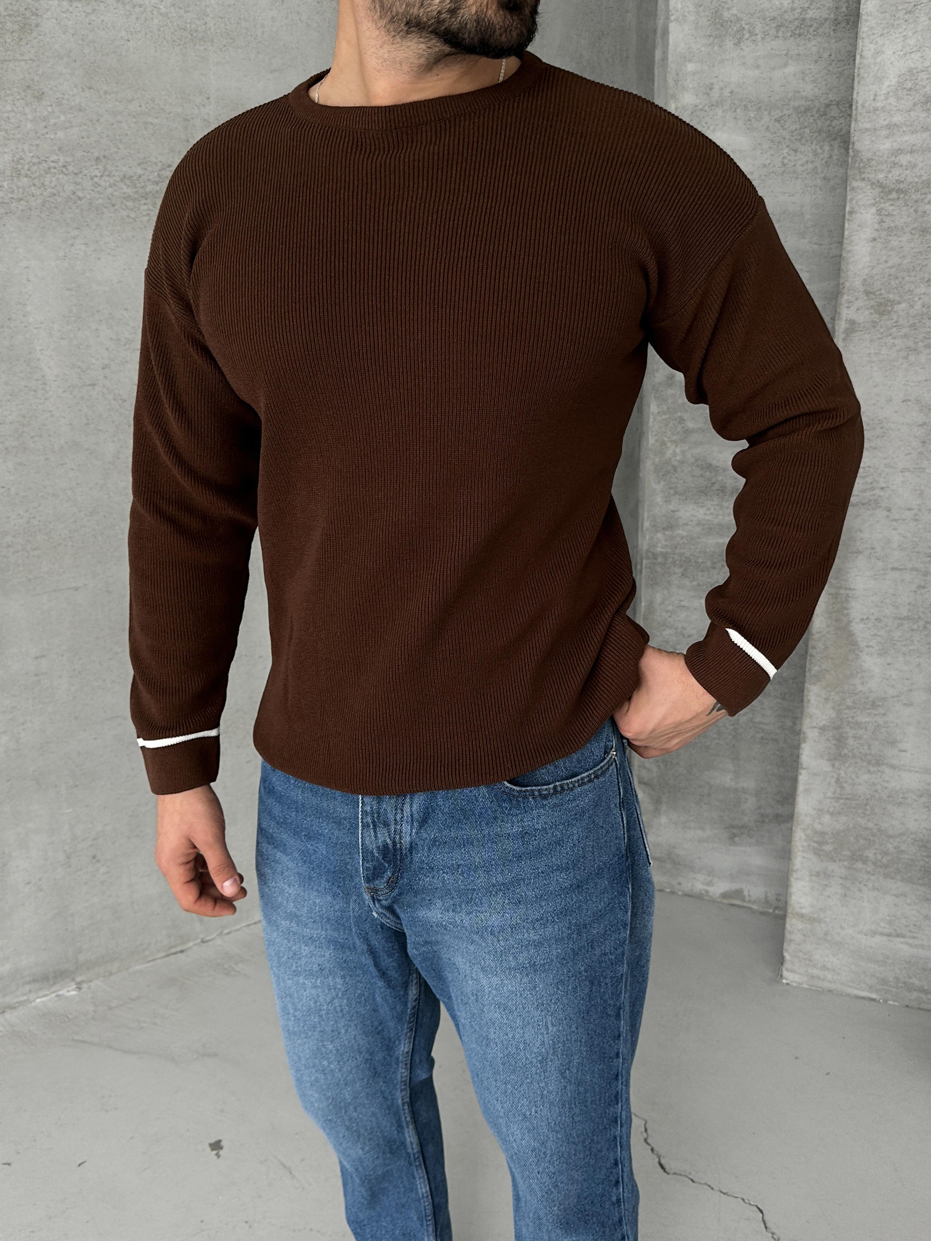 SweatKahve Fitillİ Uzun Kol Triko 7187