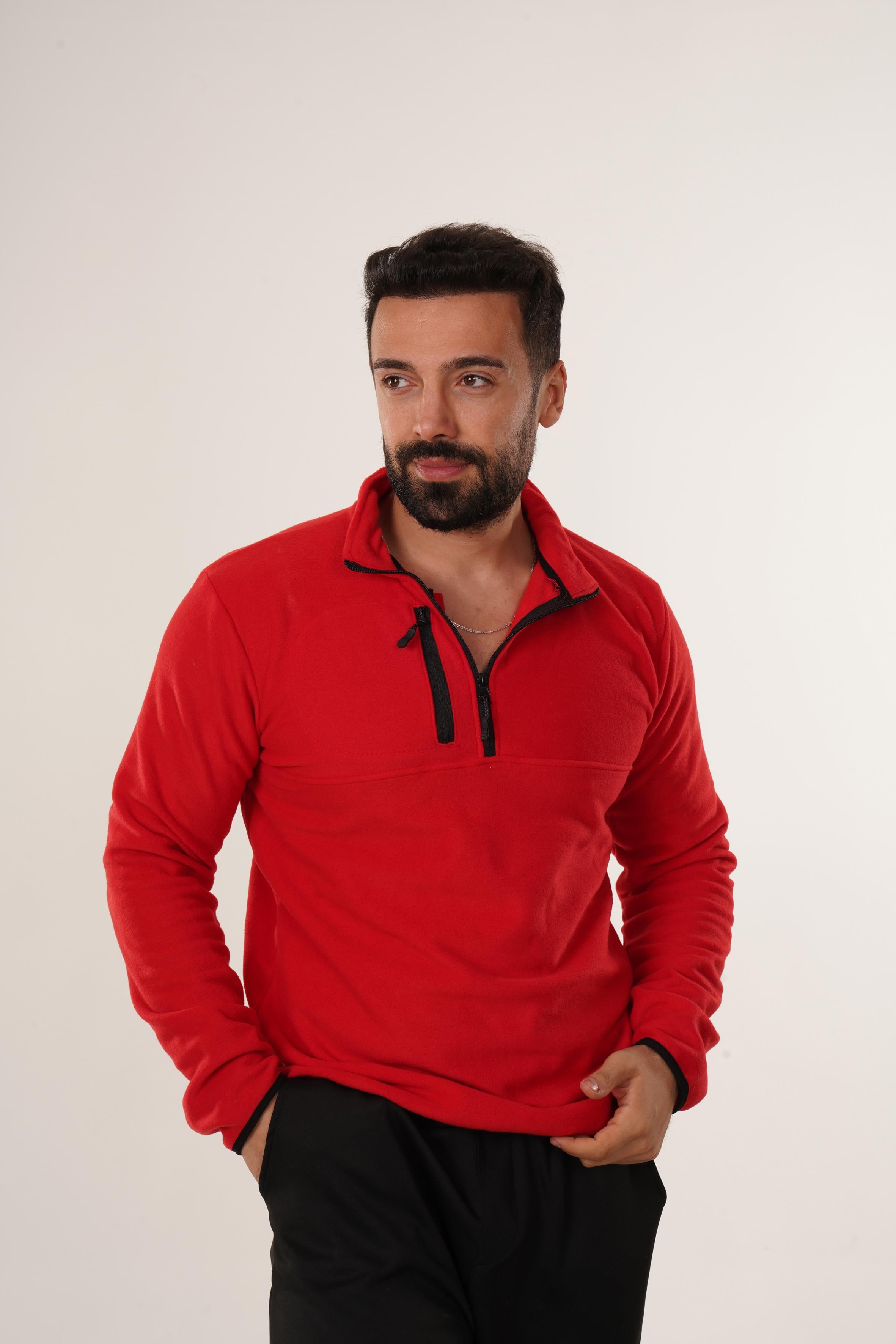 SweatKırmızı Göğüs Cepli Polar