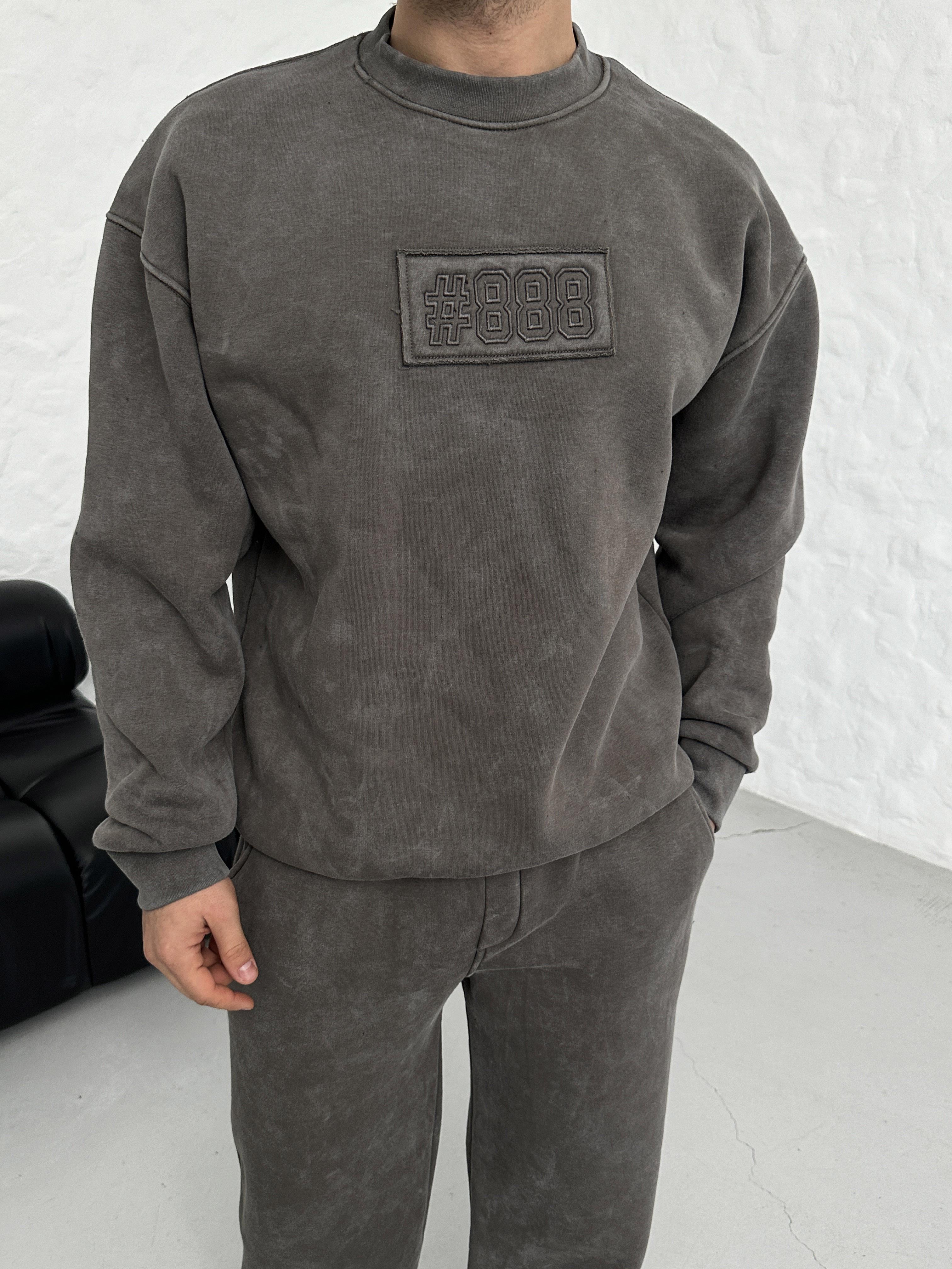 SWEATSHİRTFüme 888 Nakışlı Bisiklet Yaka Sweatshirt PLZ