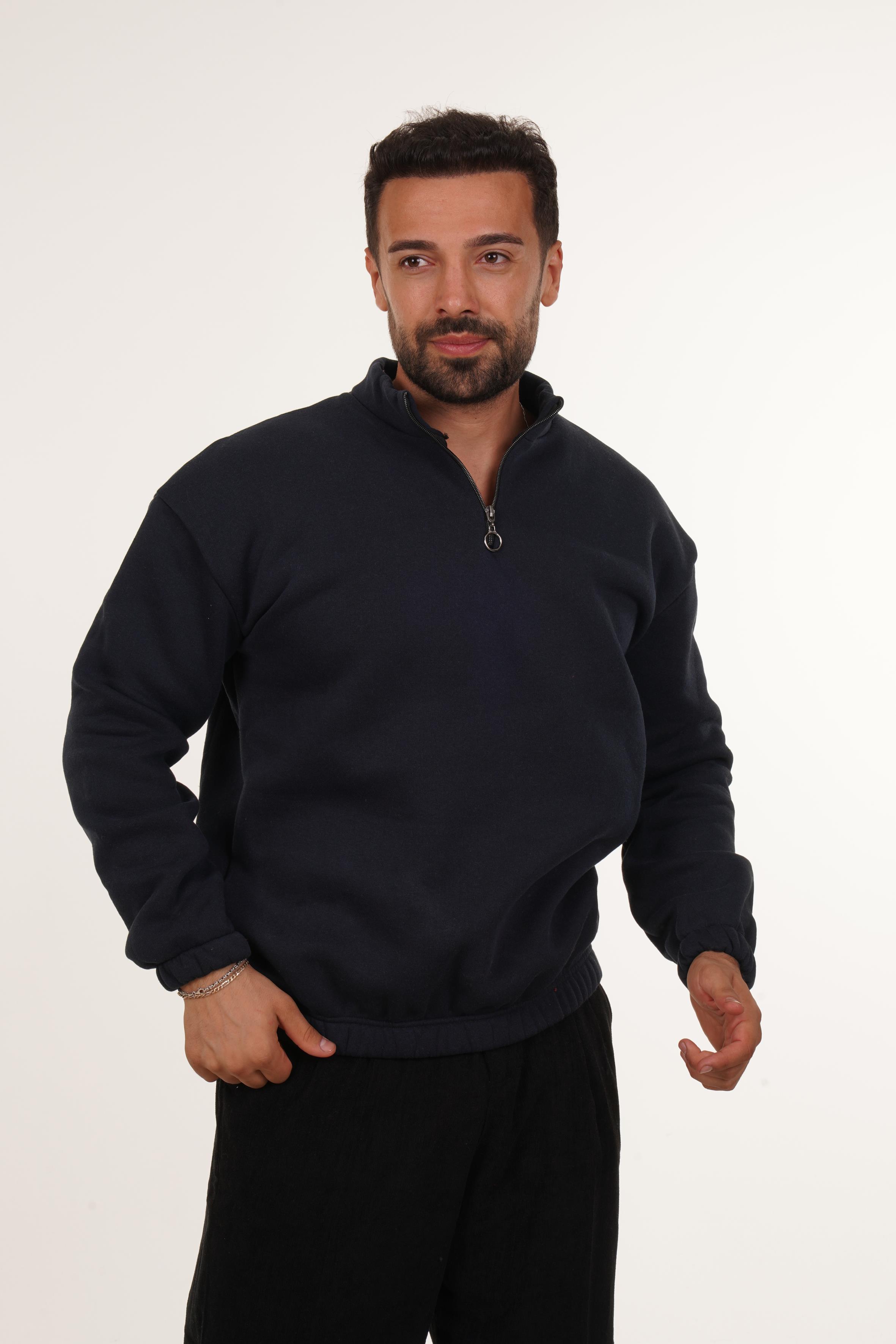 SWEATSHİRTLacivert 3 iplik yarım fermuarlı sweatshirt SC