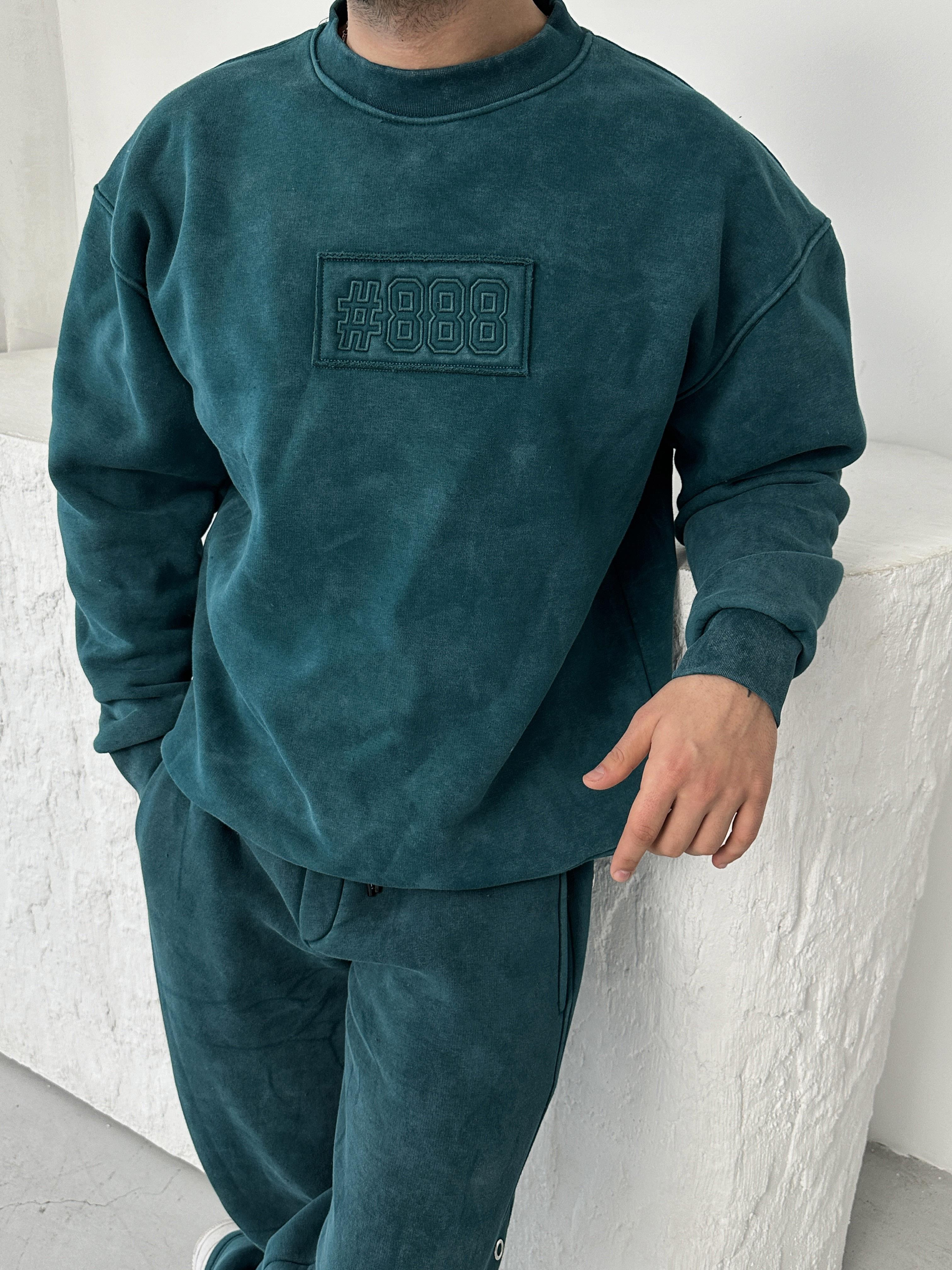 SWEATSHİRTPetrol 888 Nakışlı Bisiklet Yaka Sweatshirt PLZ