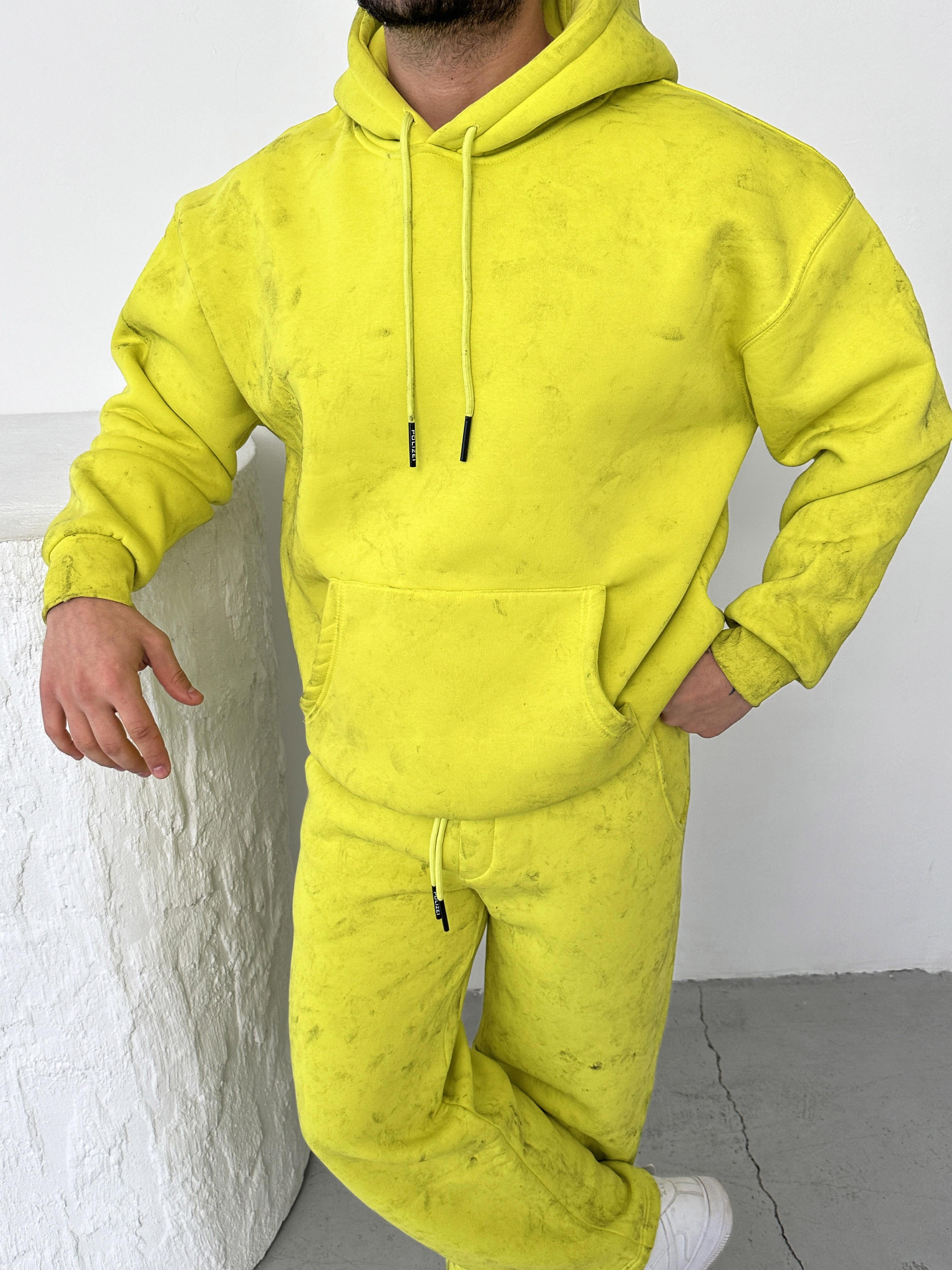 SWEATSHİRTSarı 3 İplik Oversize Yıkamalı Kapşonlu Sweatshirt PLZ