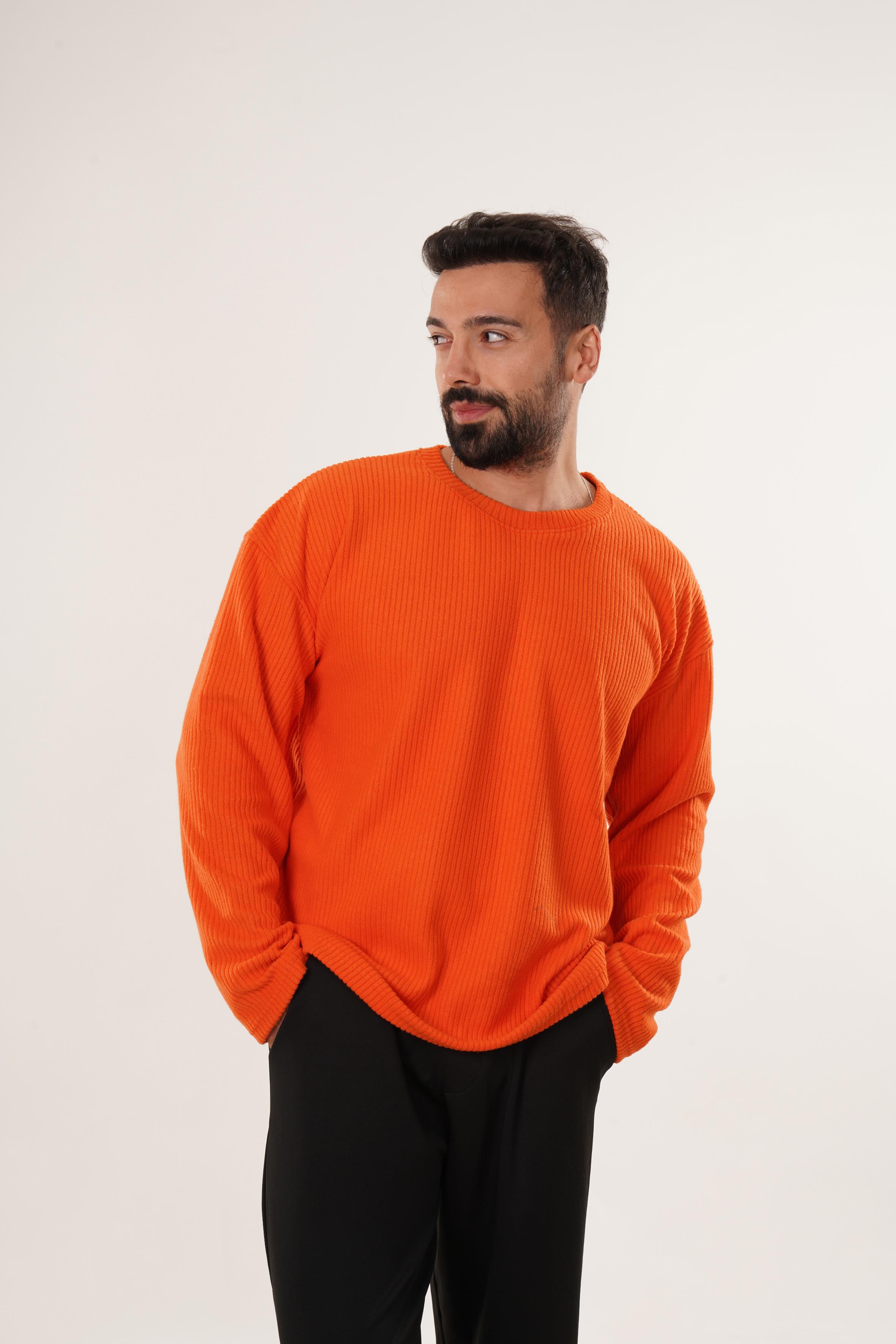 SweatTuruncu Uzun Kol Havlu Kumaş Sweatshirt