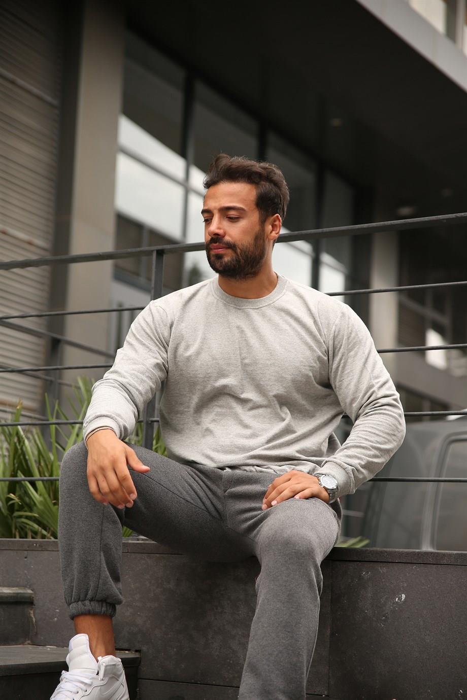 SWEATUnisex 2 İplik Gri Sweatshirt 