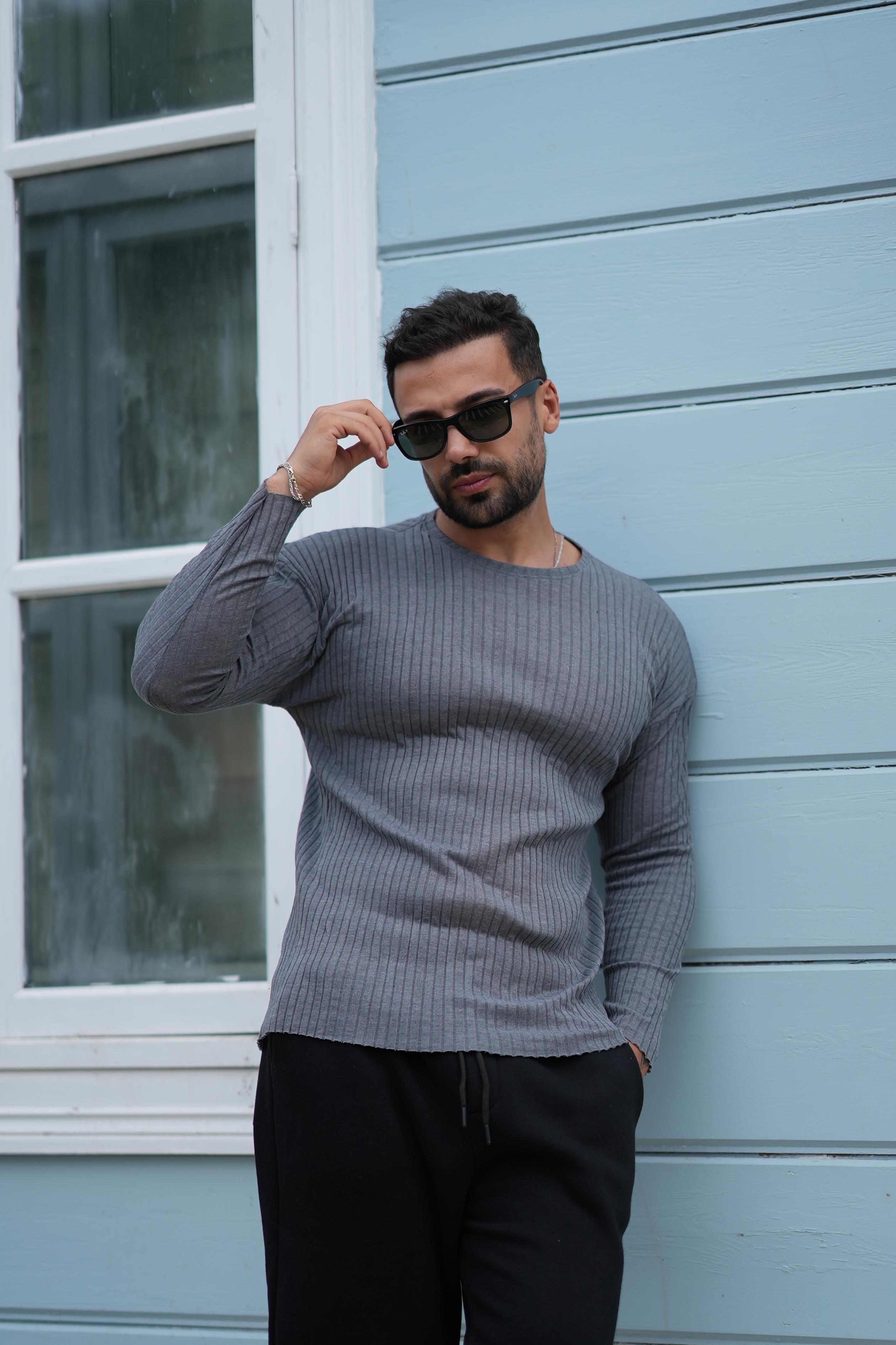 T-SHİRTANTRASİT Fitilli oversize uzun kol SC