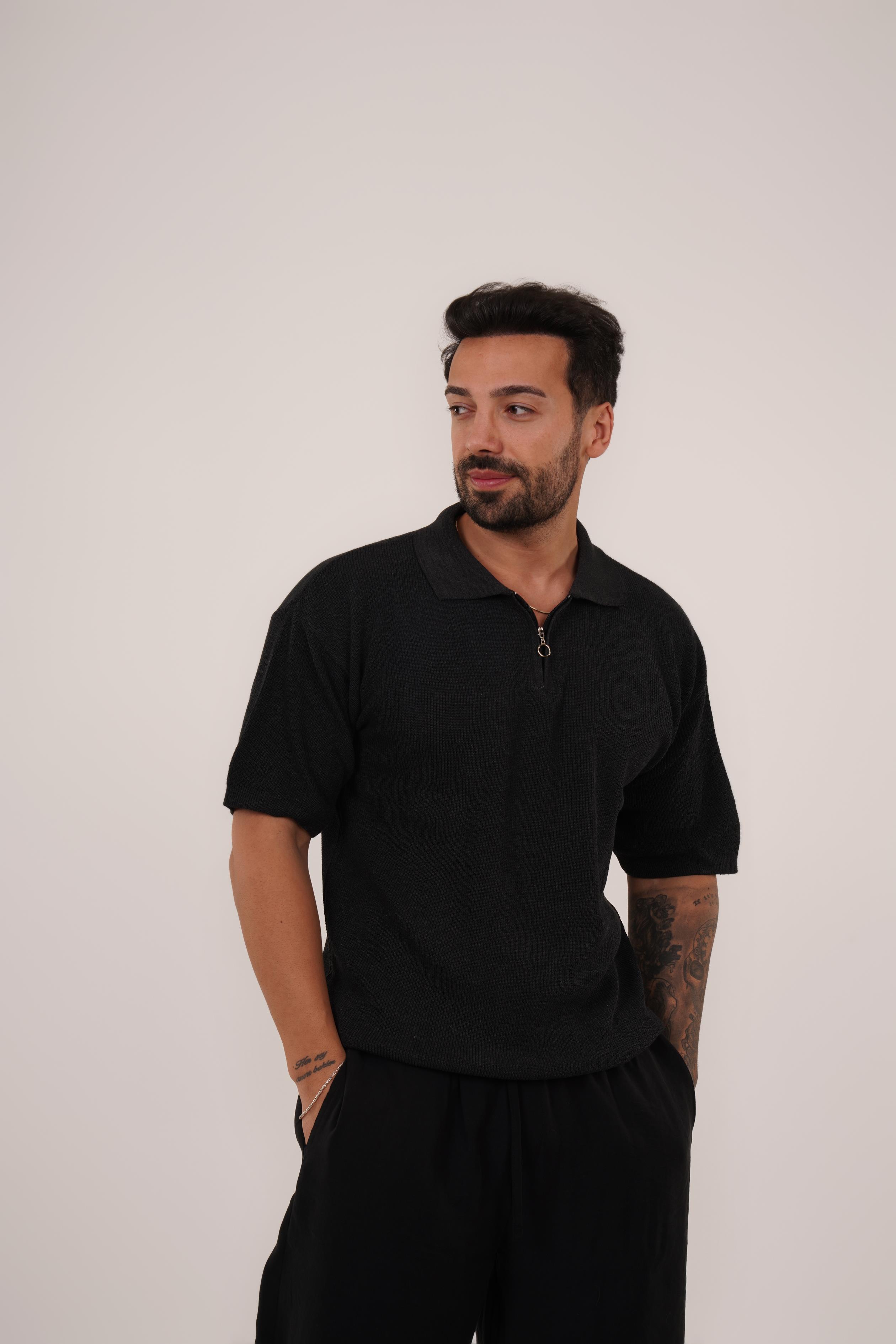 T-SHİRTAntrasit Selanik Polo Yaka Fermuarlı TK 1021