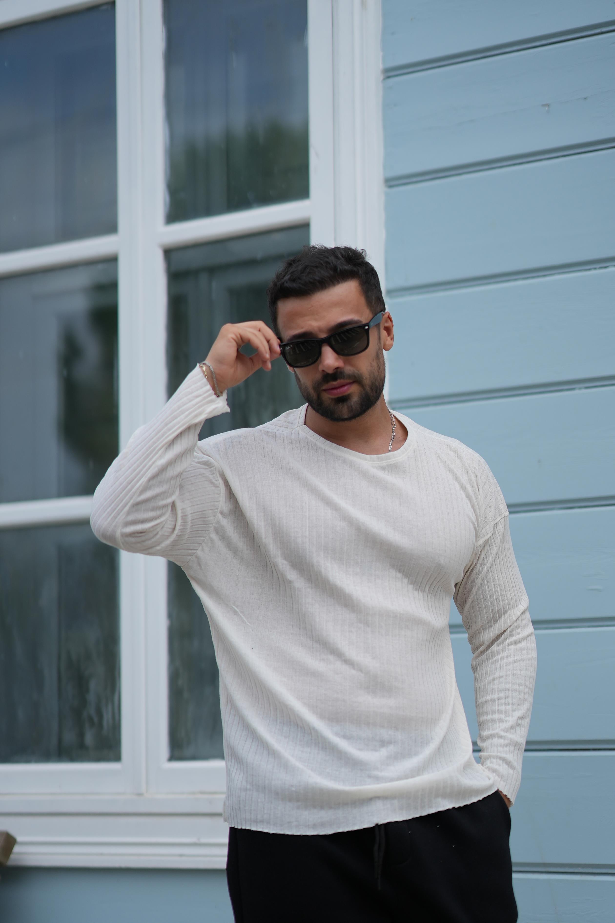 T-SHİRTBEJ Fitilli oversize uzun kol SC