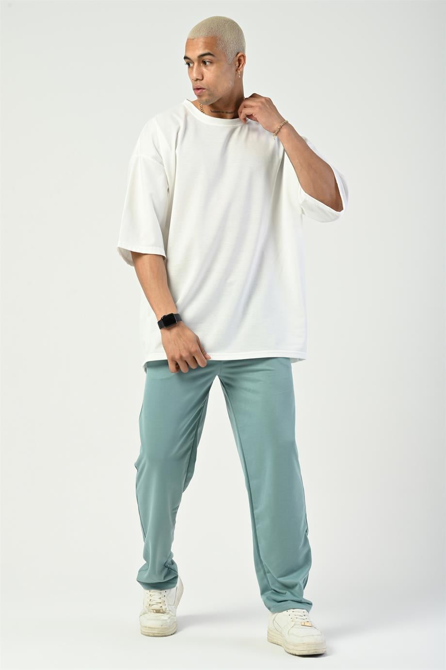 T-SHİRTBeyaz 2 İplik Double Kalıp Oversize T-SHIRT GRK