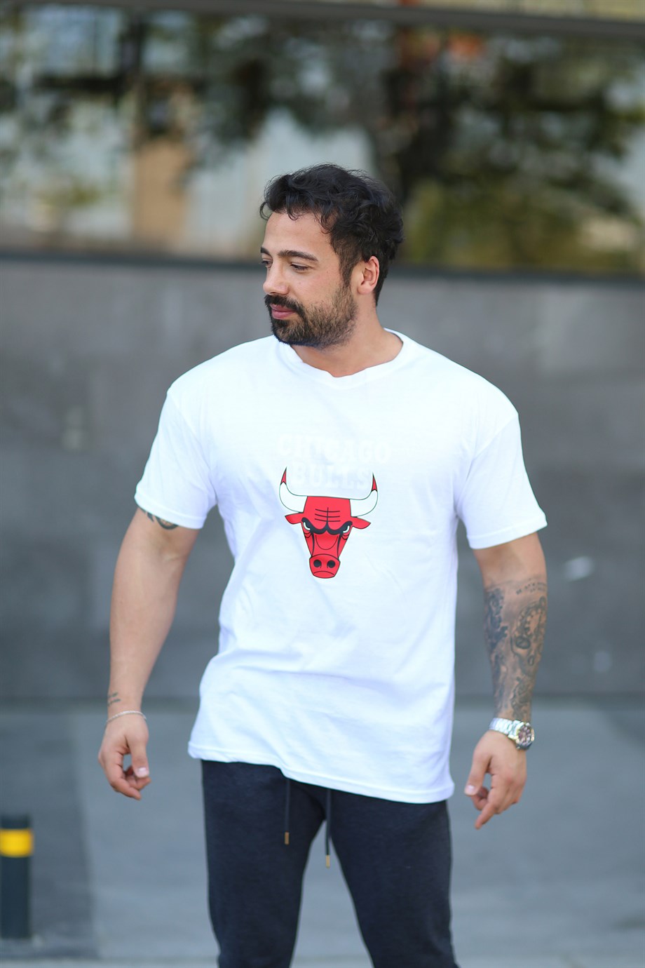 T-SHİRTBeyaz Chıcago Bulls Baskılı Oversize T-SHİRT MHL