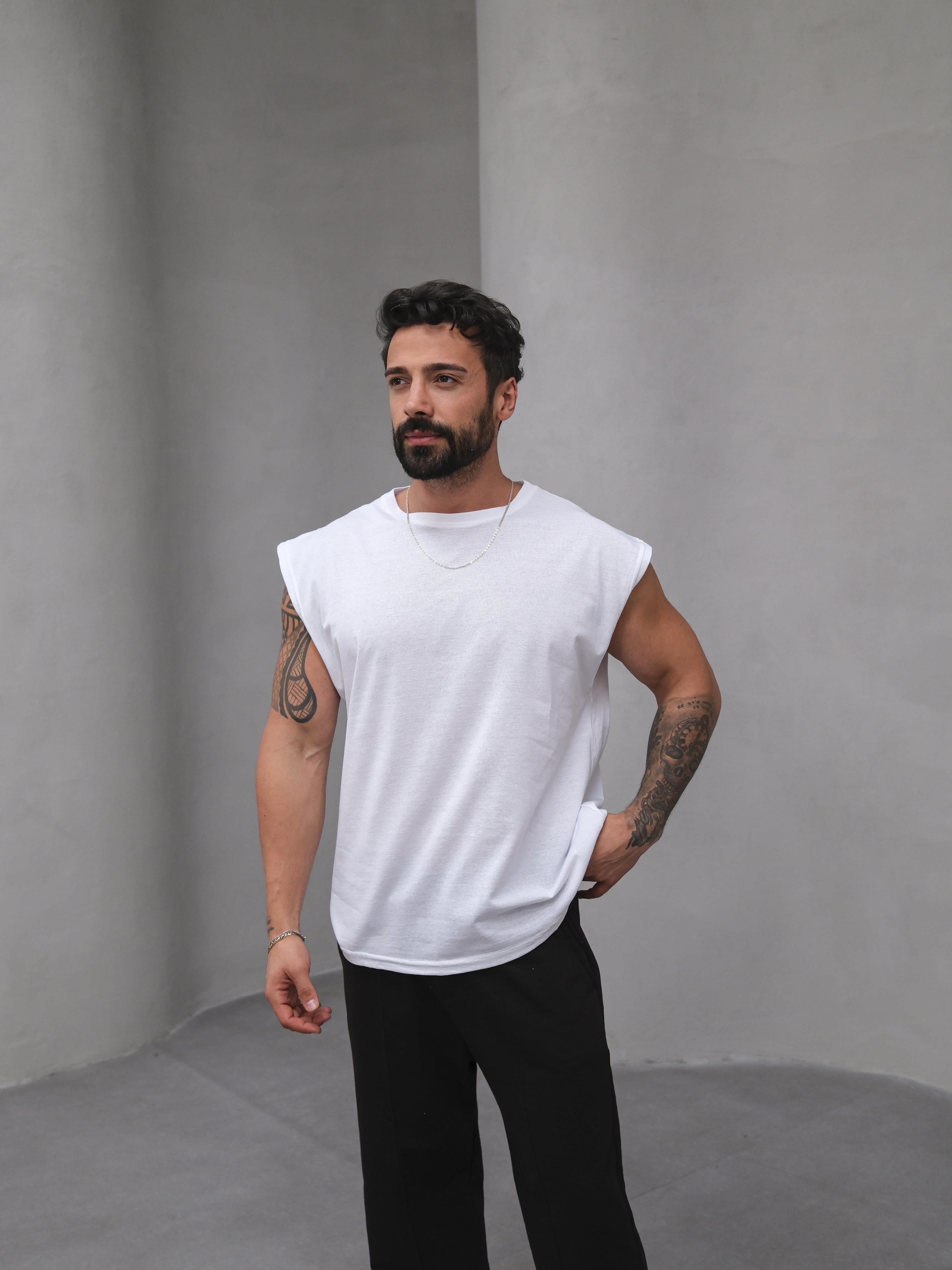 T-SHİRTBeyaz Suprem Oversize Atlet BS