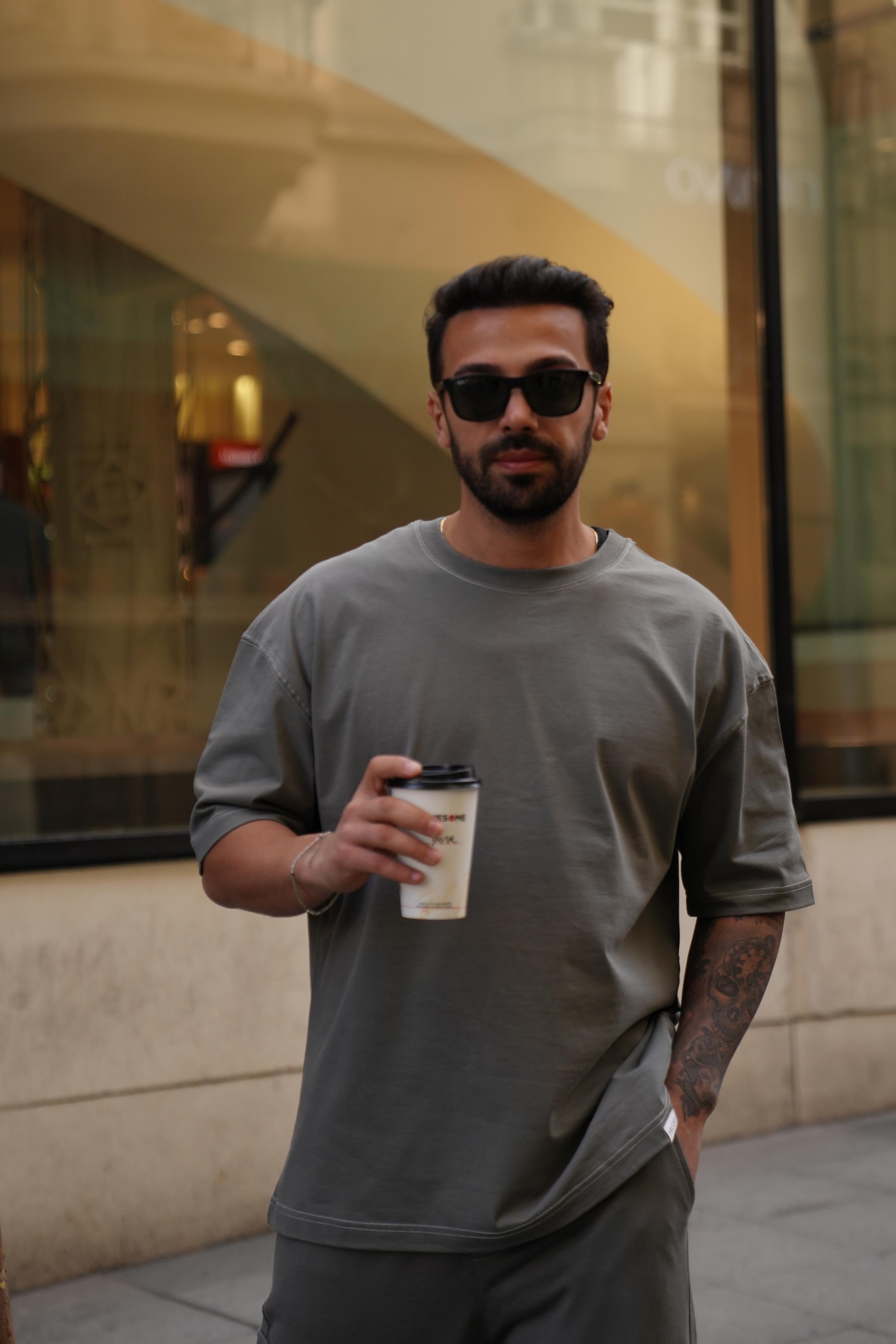 T-SHİRTBoyamagri 2 İplik Oversize Dikiş Detaylı T-Shirt MHL
