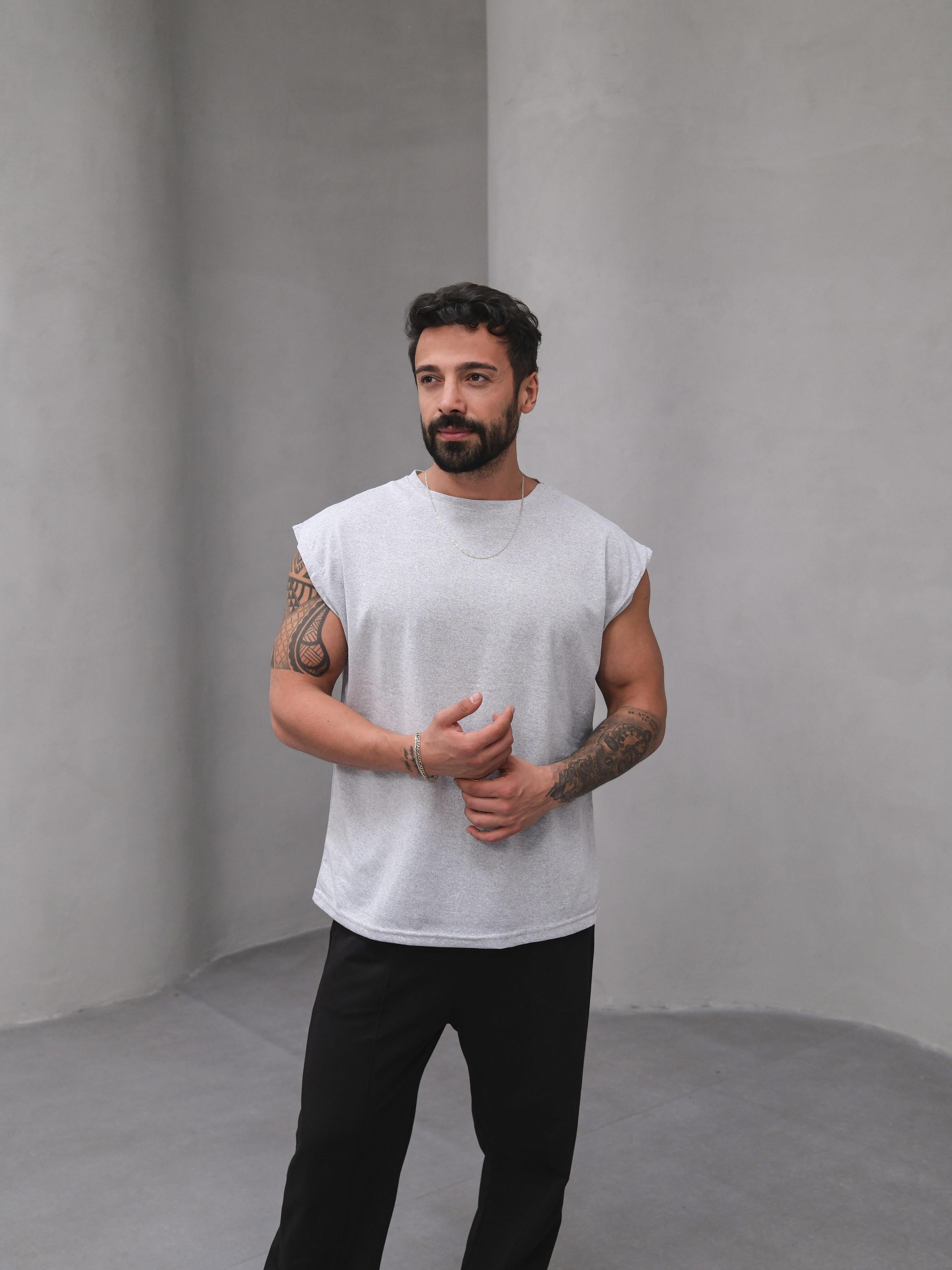 T-SHİRTGri Suprem Oversize Atlet BS
