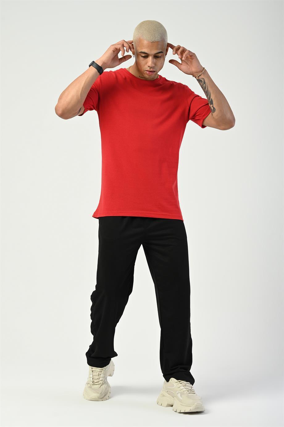 T-SHİRTKırmızı Düz Suprem Basic T-SHIRT SC