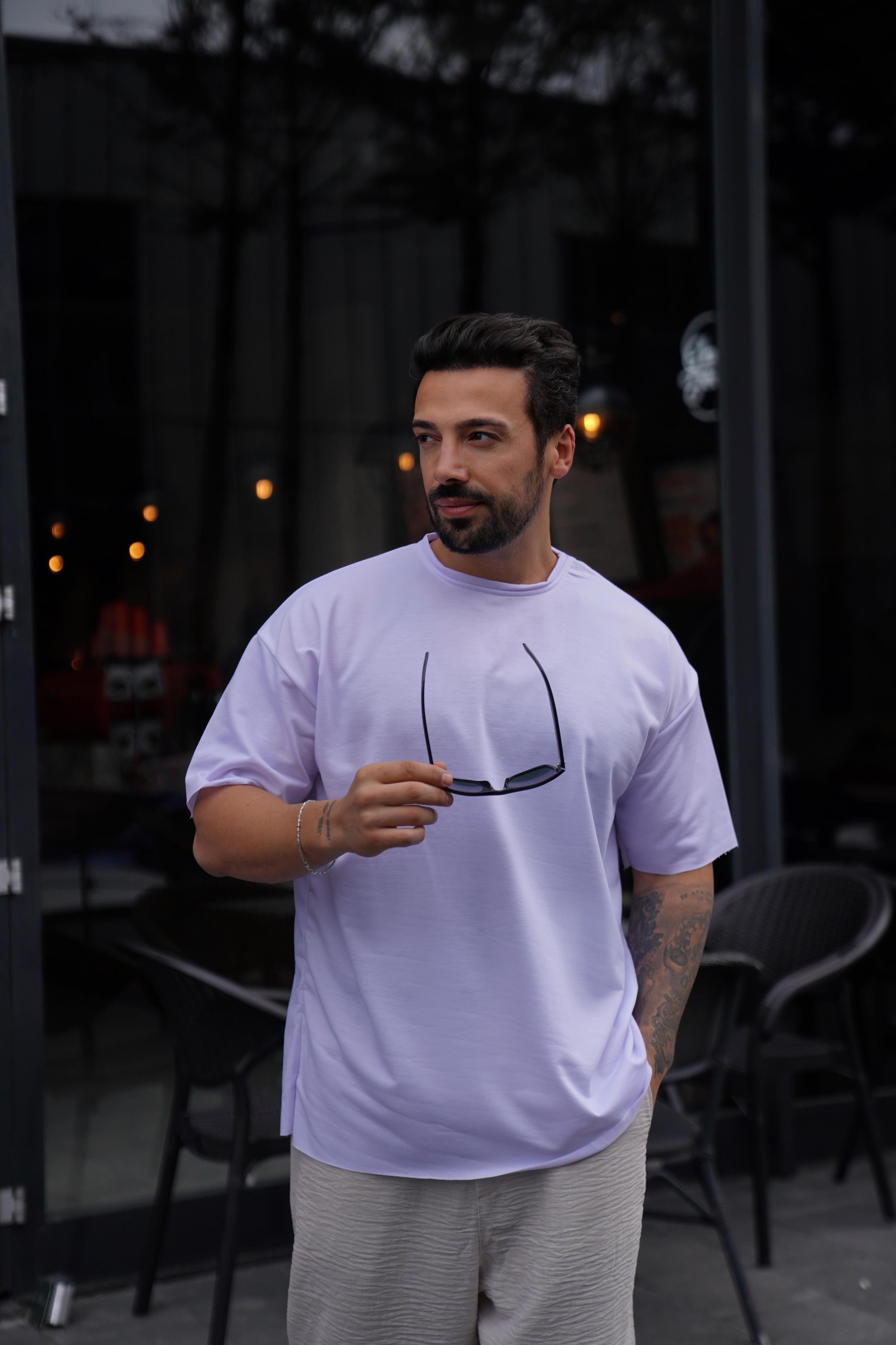 T-SHİRTLila Pis Kesim Oversize TK 1002