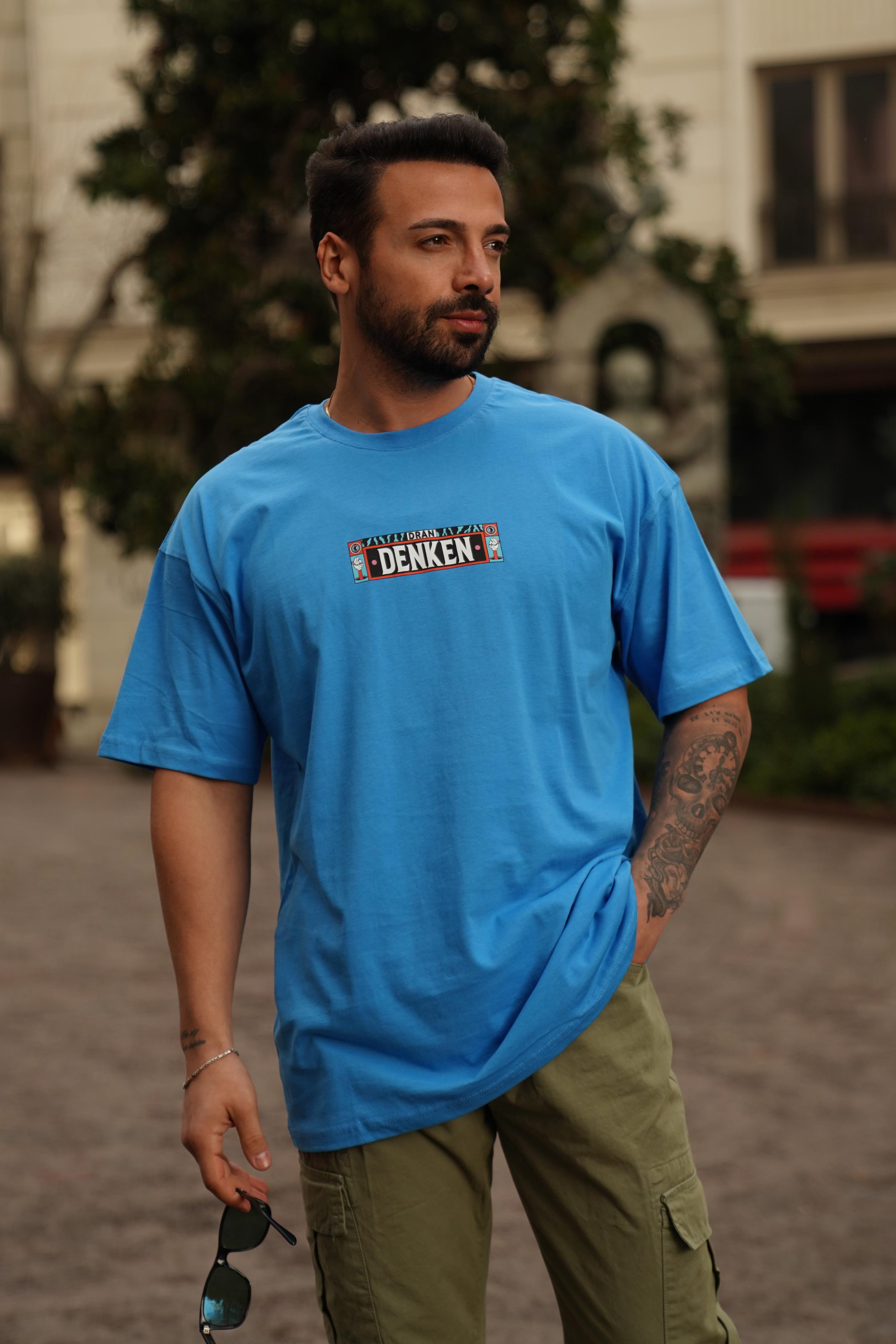 T-SHİRTMavi Denken Sırt Baskılı Oversize T-Shirt JC