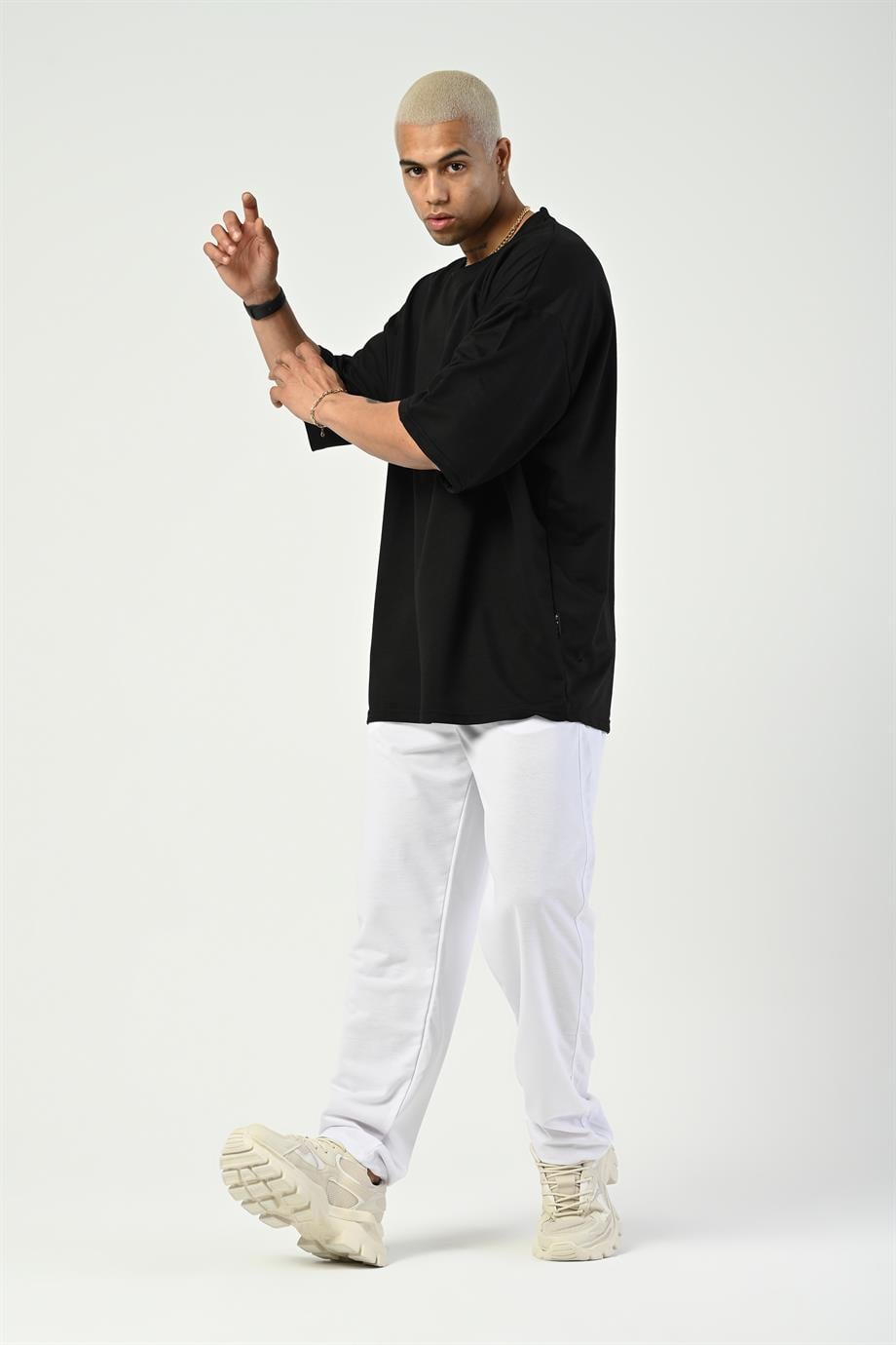 T-SHİRTSiyah 2 İplik Double Kalıp Oversize T-SHIRT GRK