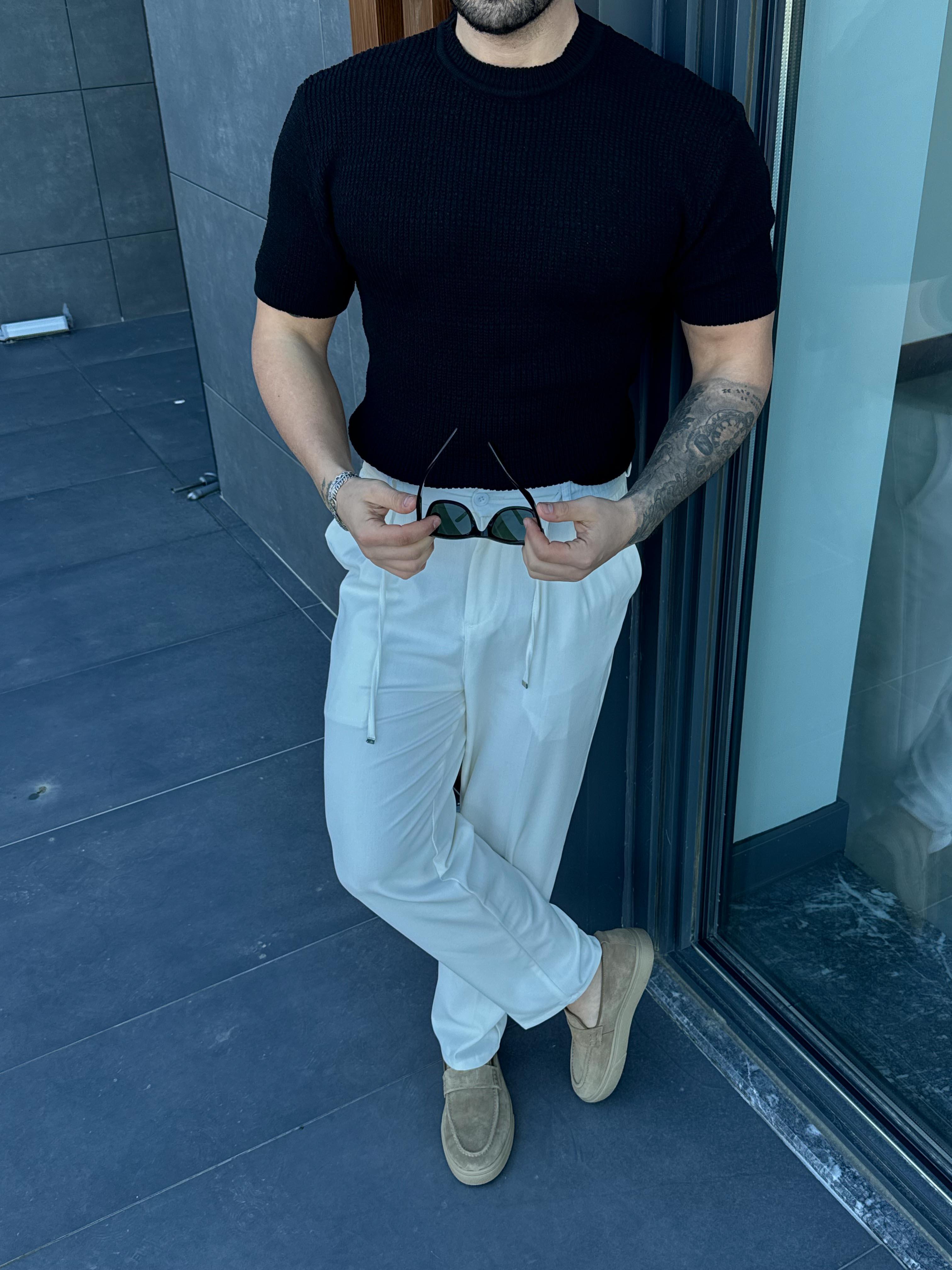 T-SHİRTSiyah Çelik Pamuk Triko Slim Fit SNZ 7281