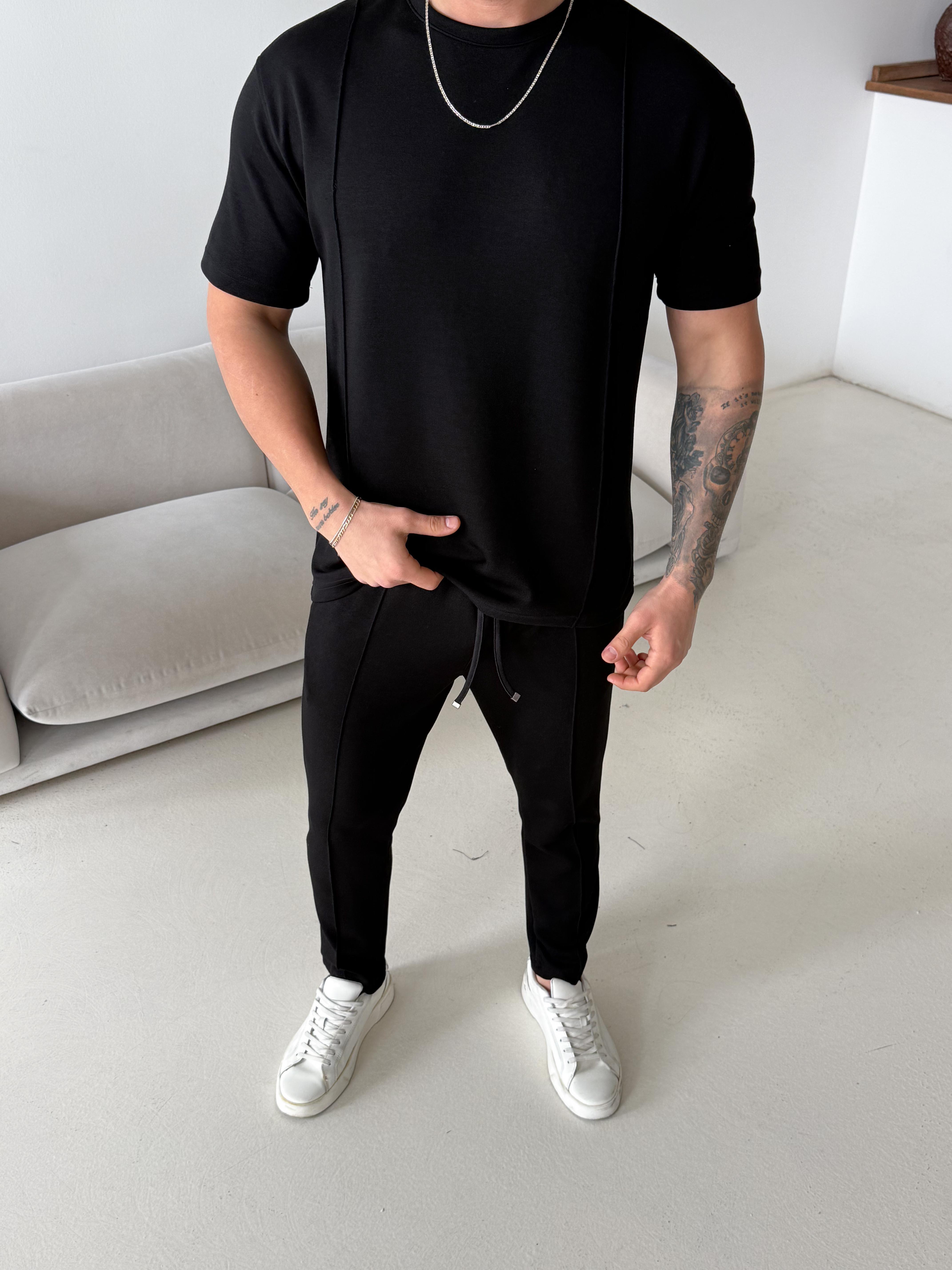 T-SHİRTSiyah Çimalı Oysho Regular Fit Tişört LNS 37099