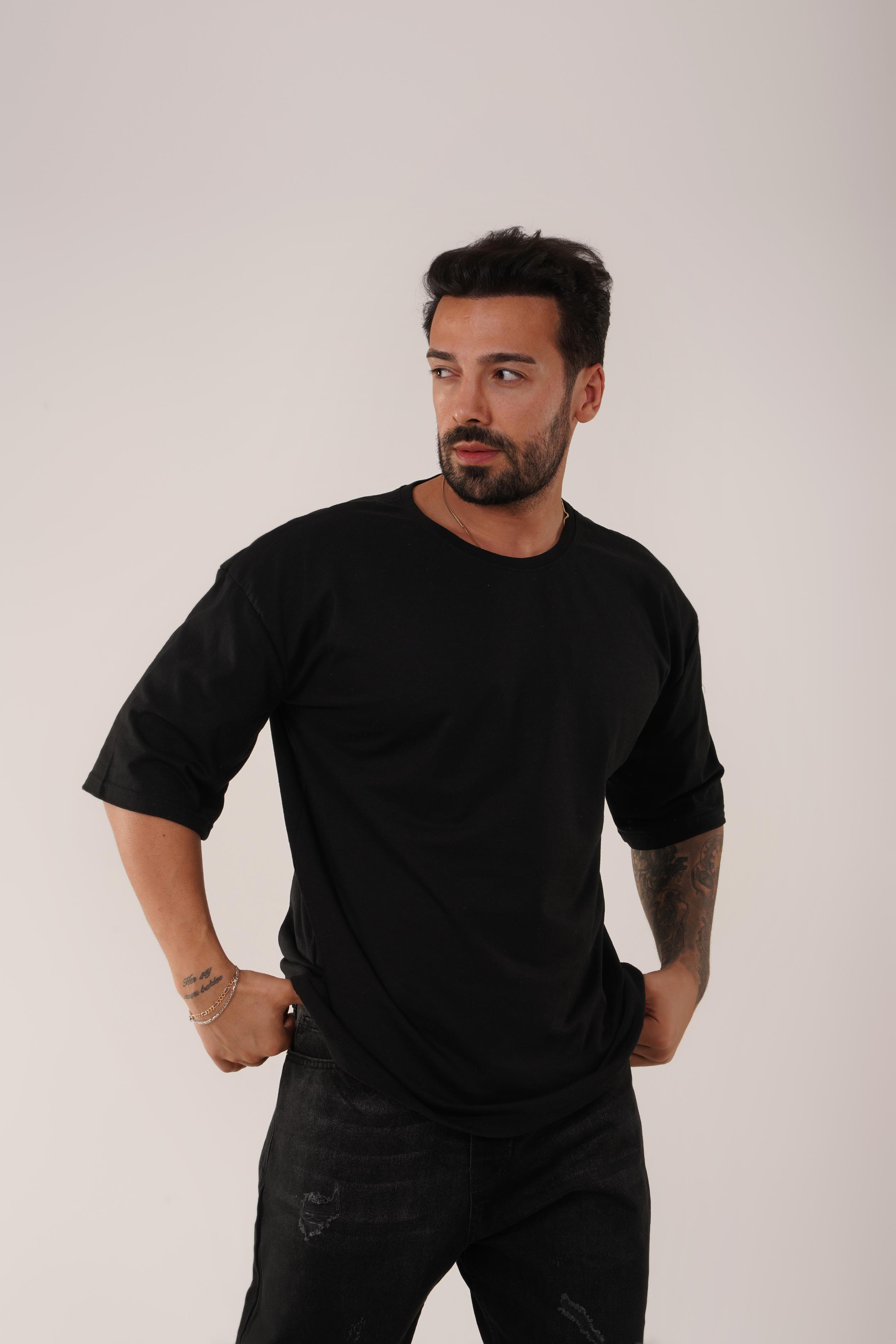 T-SHİRTSiyah Düz Suprem Oversize SC